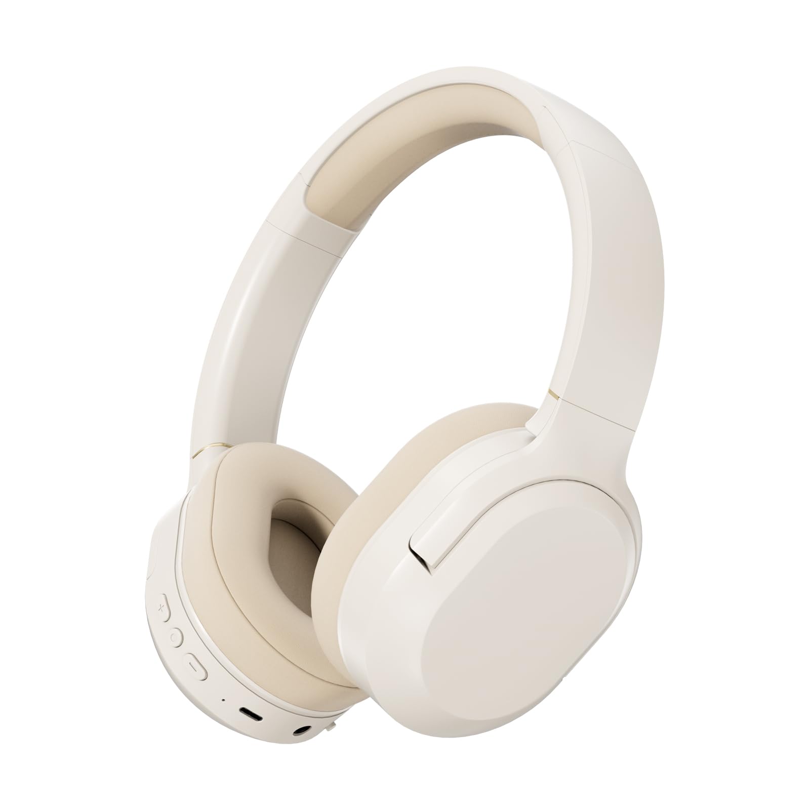 Premium Wireless Active Noise Cancelling Headphones with Deep Bass - Bluetooth 5.3 Over-Ear Headset, 30H Playtime, Built-in Mic & Comfortable Protein Ear Pads - Lightweight Design for Travel, Home, Office, Gym & Commuting (White)