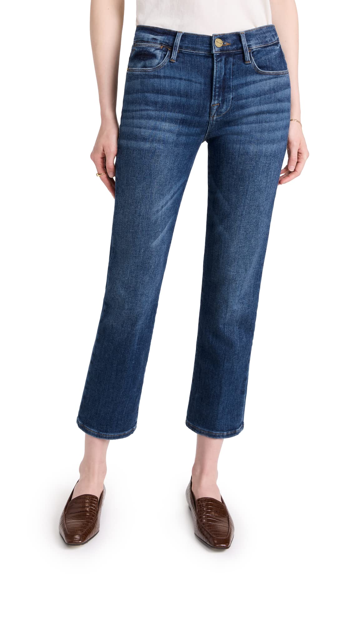 FRAME Women's High Waist Straight Leg Jeans - Slim Fit Denim Pants for Casual Wear & Everyday Outfits