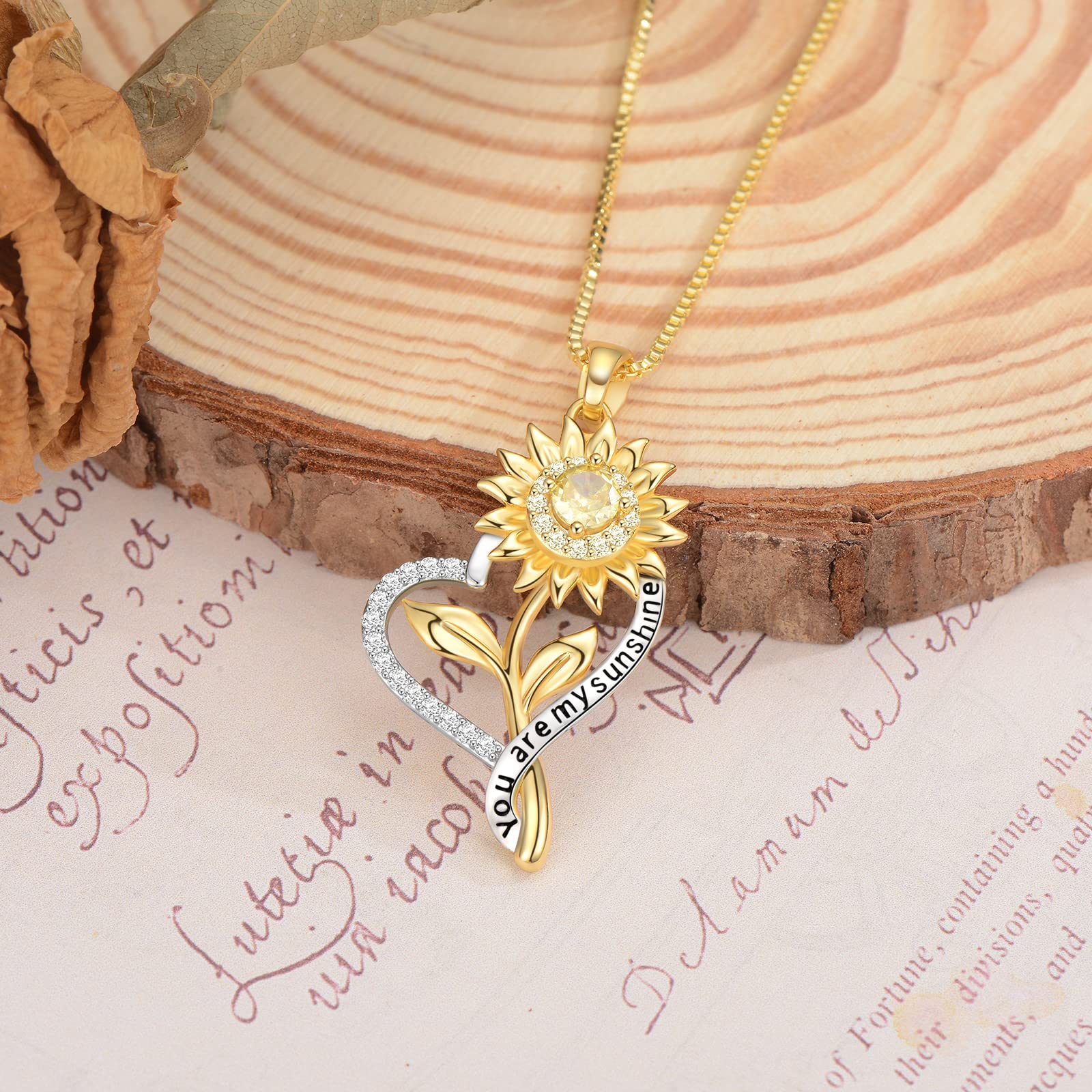 Sunflower Necklace for Women - You Are My Sunshine Jewelry Gift for Wife, Girlfriend, Her - Perfect for Birthdays, Anniversaries & Everyday Wear