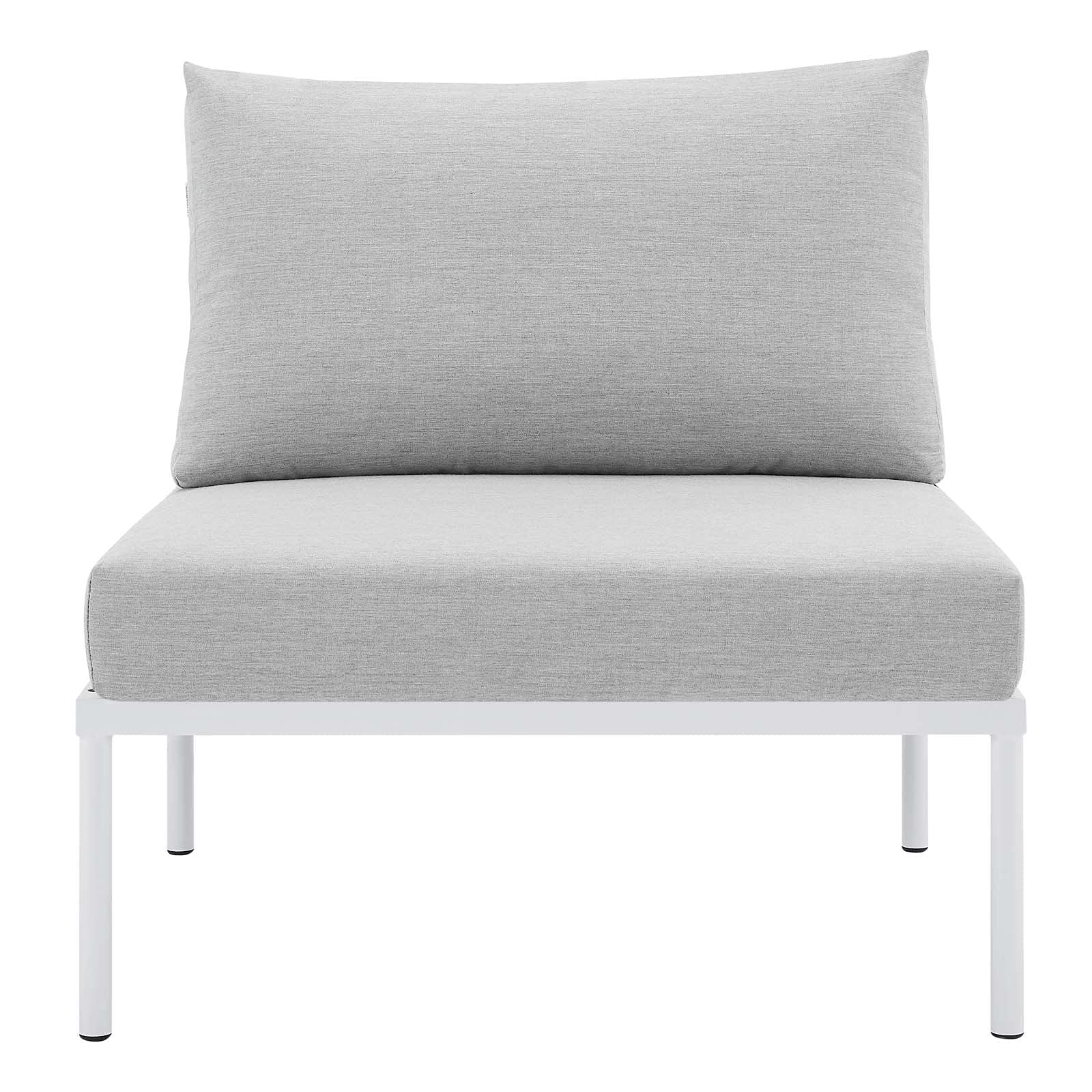 Modern Aluminum Sofa Middle Chair - White Grey Metal Outdoor Patio Furniture for Balcony, Cafe & Garden Relaxation