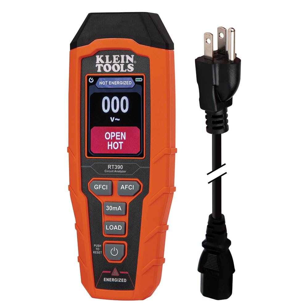 Klein Tools RT390 Advanced Circuit Analyzer with Large LCD Display - Wiring Fault Detector, GFCI & AFCI Tester, Voltage Drop Measurement - Perfect for Electricians, Home Inspectors & DIY Electrical Projects