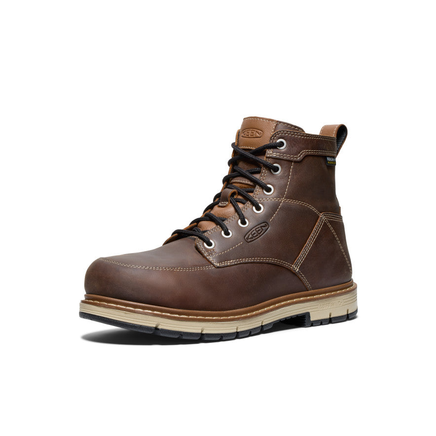 Men's San Jose 6 Waterproof 90° Heel Work Boot with Aluminum Toe - Bison/Black - Durable Safety Boots for Construction & Outdoor Work