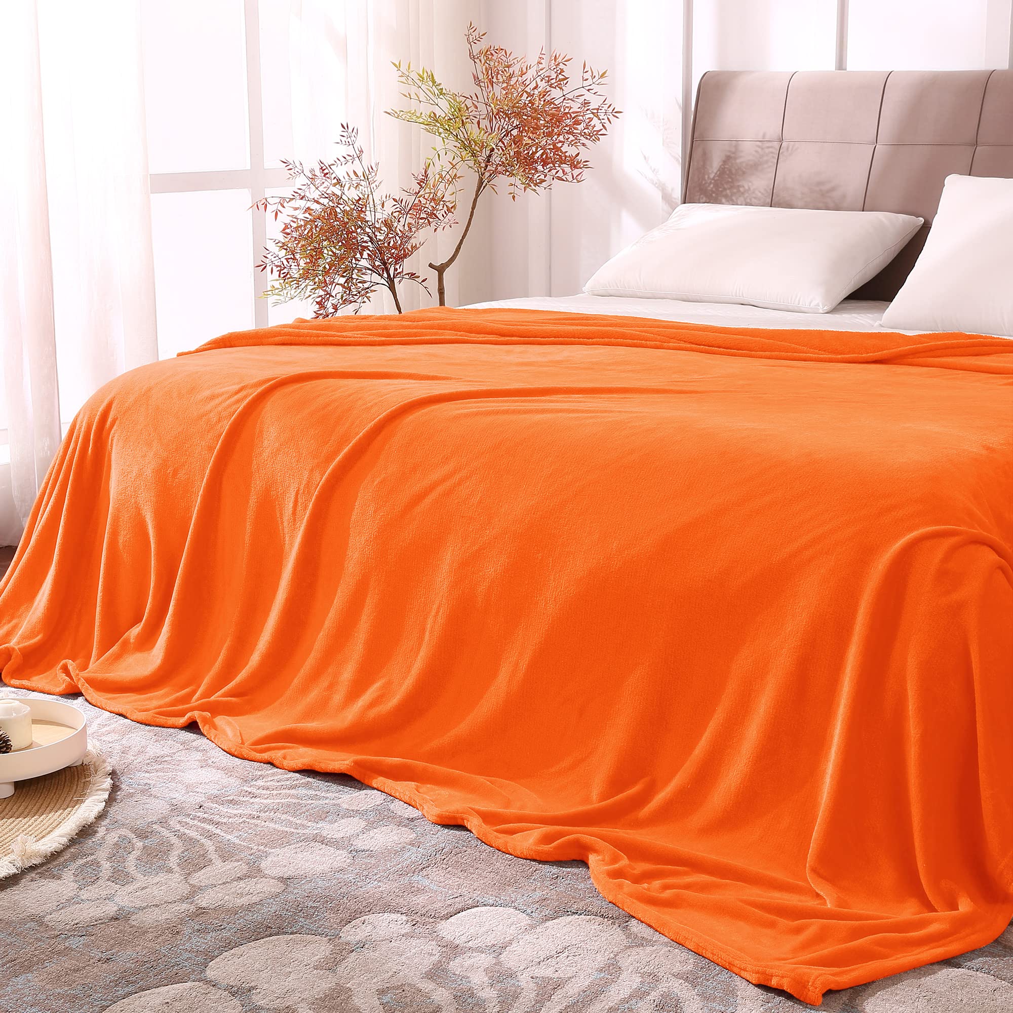 BEDELITE Fleece Blankets 108x90 Inches - Orange Plush Cozy Fuzzy Throw Blanket for Bed & Couch | Super Soft & Warm Lightweight Blanket for Fall, Winter, and Home Decor | Perfect for Lounging, Movie Nights, and Gifts