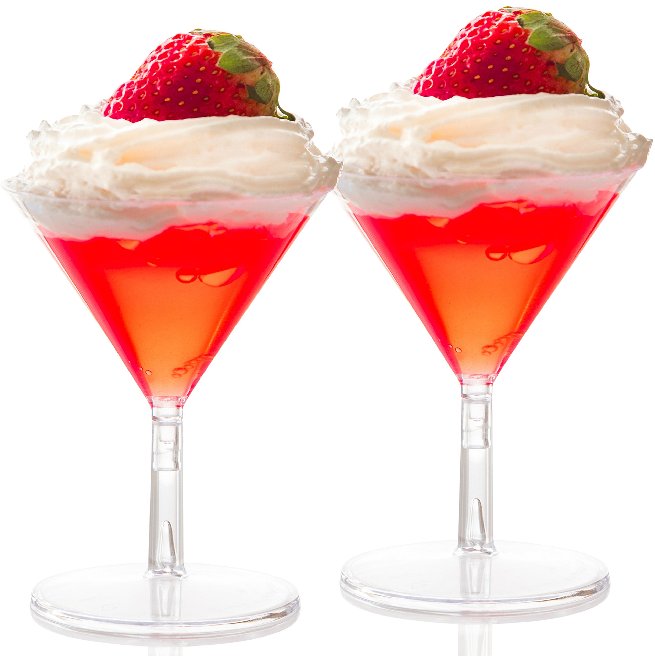 120-Pack Clear Disposable Mini Plastic Martini Glasses - 2 oz Small Dessert Cups for Cocktails, Wine Shooters, Parfaits & Party Serving - Bulk Pack of 2-Piece Plastic Shot Glasses for Weddings, Events & Catering