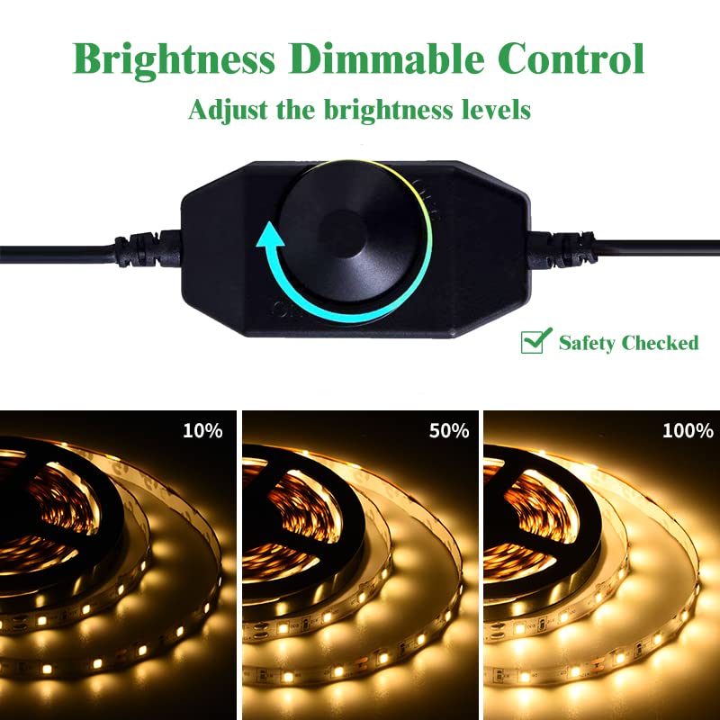 40ft LED Strip Lights Kit - Flexible & Bendable, No Cutting Needed, with Dimmer & Power Supply, Warm White - Perfect for Vanity Makeup Mirror, Cloakroom, Table Lighting, and Home Decor
