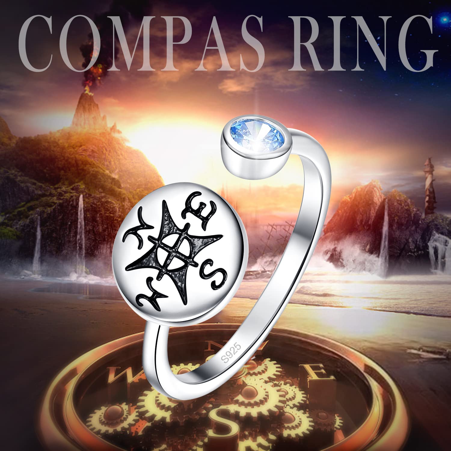 PRAYMOS 925 Sterling Silver Adjustable Open Ring for Women - Elegant Thumb Ring with Jewelry Gift Box - Perfect for Casual Wear, Gifts & Special Occasions