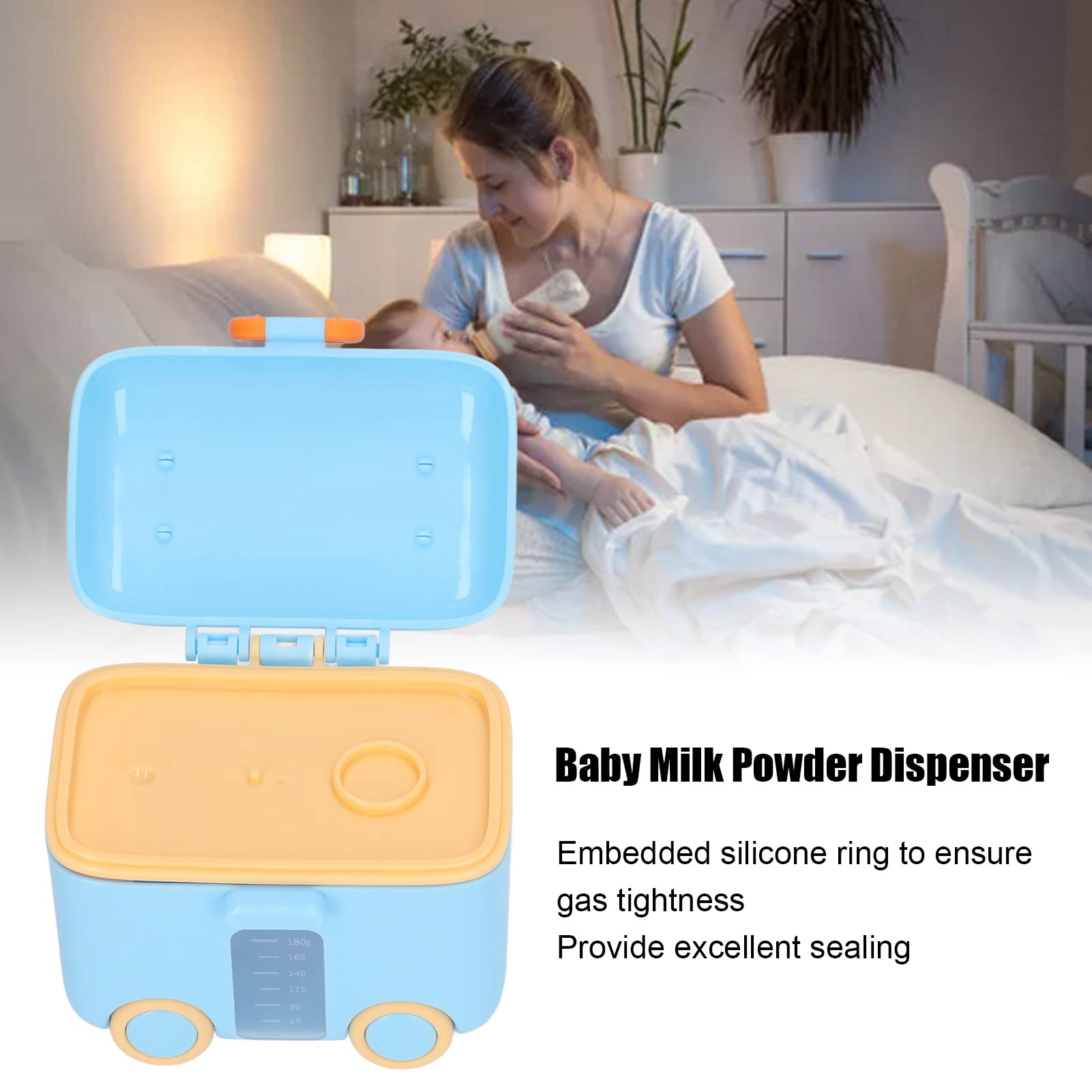 Airtight Baby Formula Dispenser with Silicone Seal - Travel-Friendly Powdered Milk Storage Container for Infants & Snacks (Blue) - Perfect for On-the-Go Feeding, Daycare & Family Outings