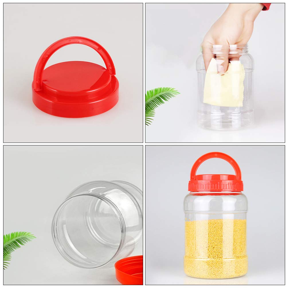 Hemoton 4-Piece Clear Plastic Storage Jars - Airtight Food Containers for Kitchen Pantry, Tea, Coffee, Spices & Dry Goods | Perfect for Organizing & Storing Snacks, Flour, Sugar, Cookies & More