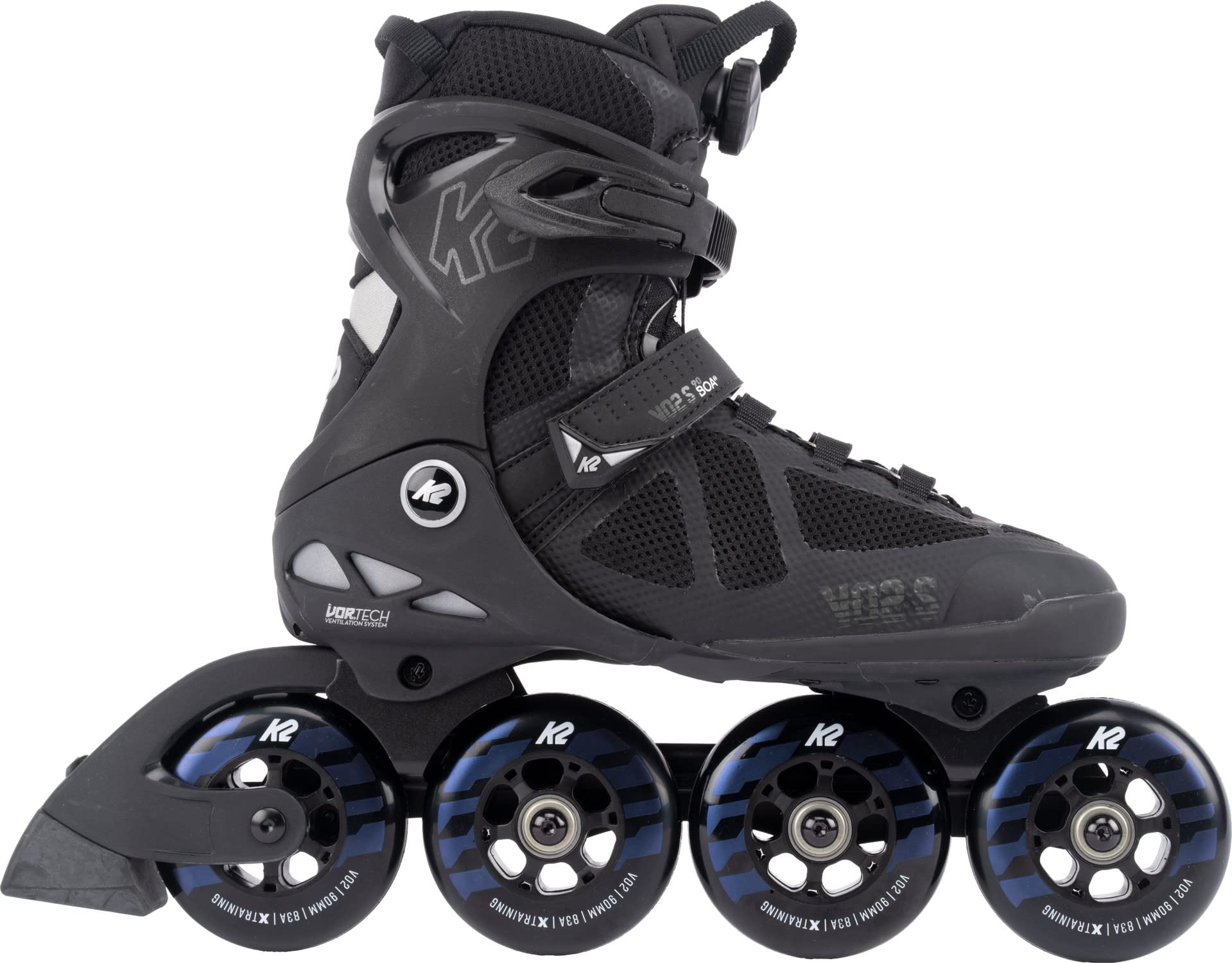 K2 VO2 S 90 BOA Unisex Inline Skates - Adjustable Fit for Adults & Teens - Perfect for Fitness, Speed Skating & Outdoor Rollerblading