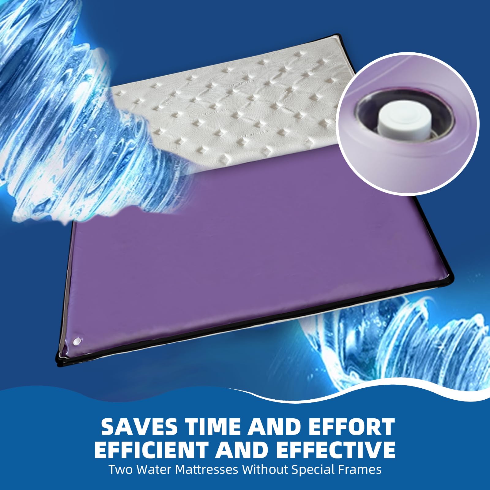 Free Flow Full Water Bed Mattress - PVC Softside Waterbed with Smart Thermostat & Fill/Drain Kit | Durable Foldable Waterbed Set for Adults & Elderly | Perfect for Home Relaxation, Pain Relief & Better Sleep (Full Size)