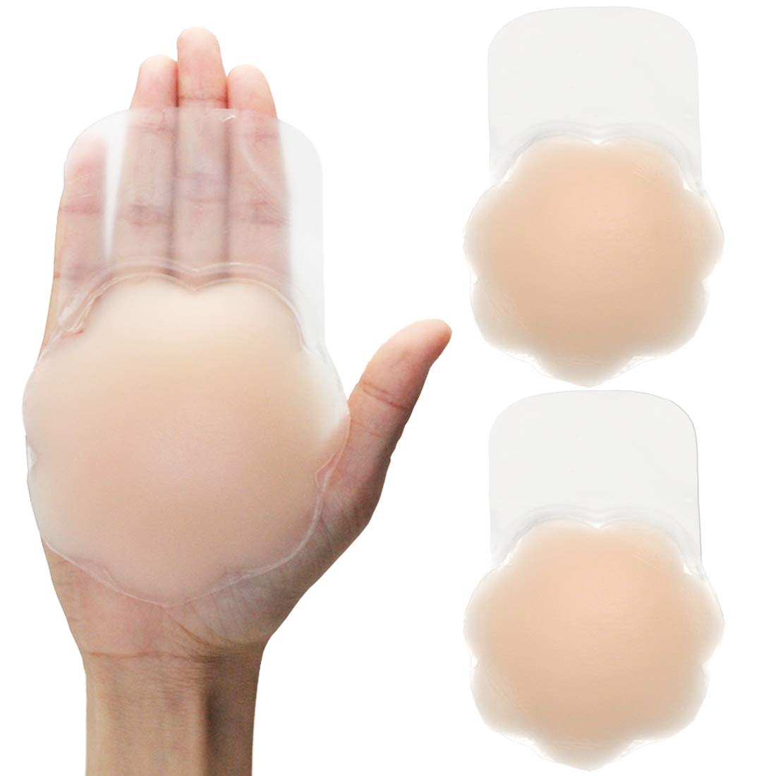 Reusable Silicone Nipple Covers for Women - Large Breast Lift Tape & Pasties - Invisible Under Clothes for Dresses, Swimsuits, and Special Occasions