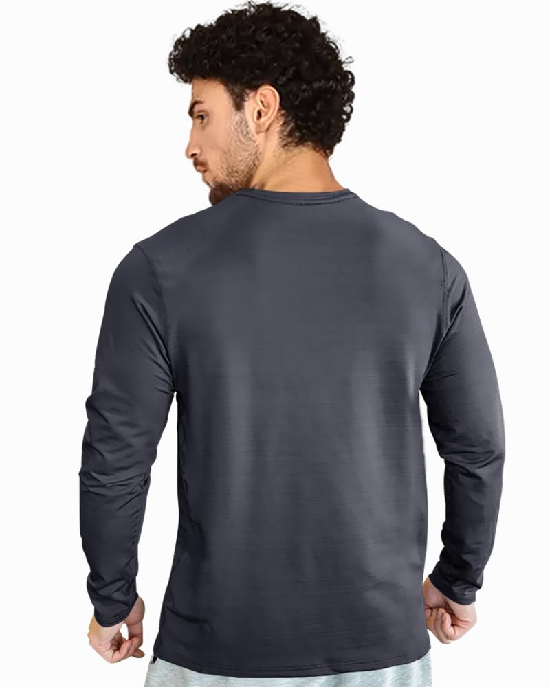 EYEBOGLER Men's Round Neck Full Sleeve Active T-Shirt | Breathable Regular Fit Workout Tee for Gym, Running & Casual Wear