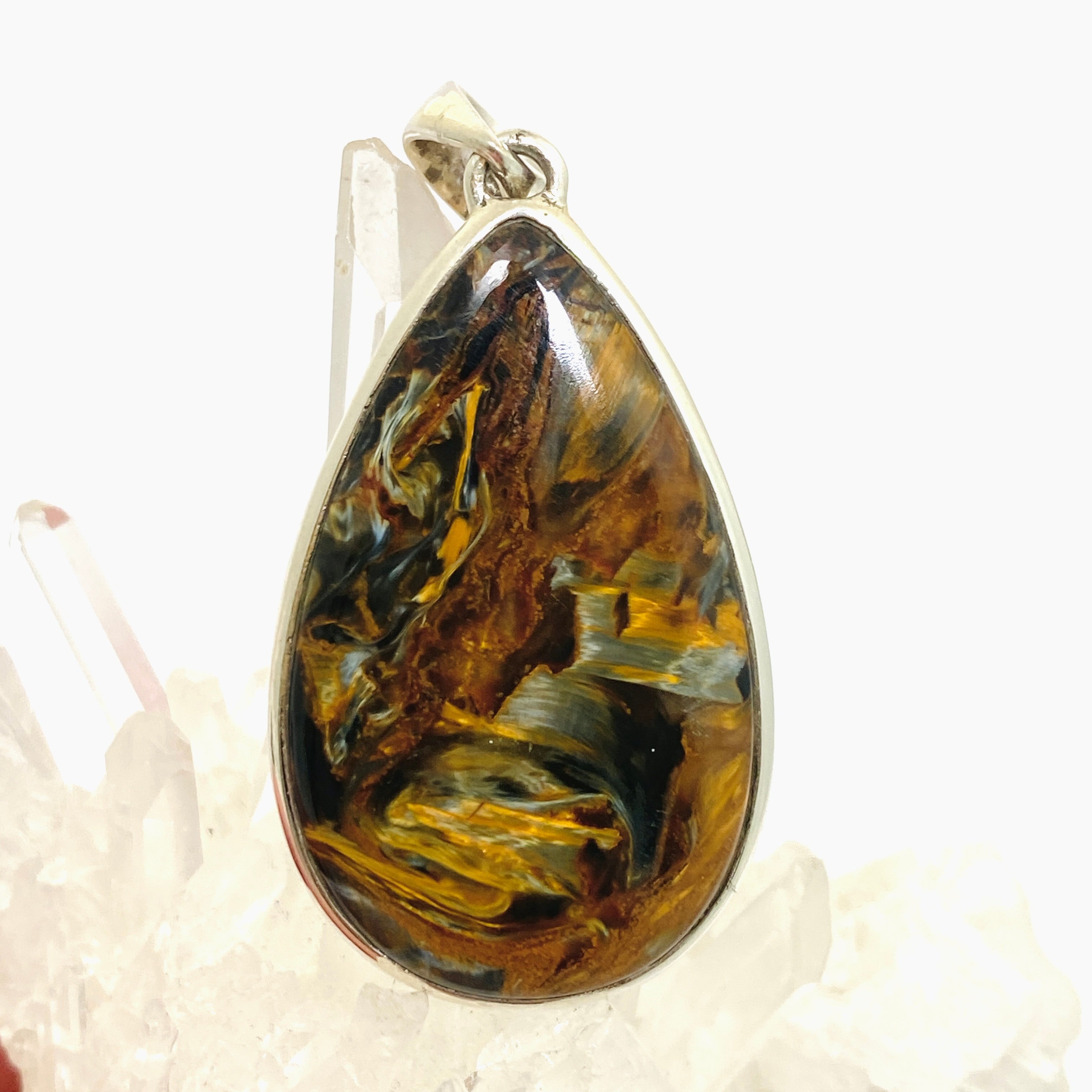 Natural Pietersite Teardrop Cabochon Pendant - PPGJ1064 | Handmade Gemstone Jewelry for Women | Perfect for Boho Fashion & Spiritual Healing
