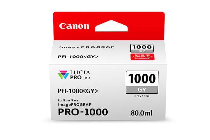 Canon PFI-1000 LUCIA PRO Gray (GY) Ink Cartridge 80ml for PRO-1000 Printer - Professional Photo Printing, Fine Art Reproduction