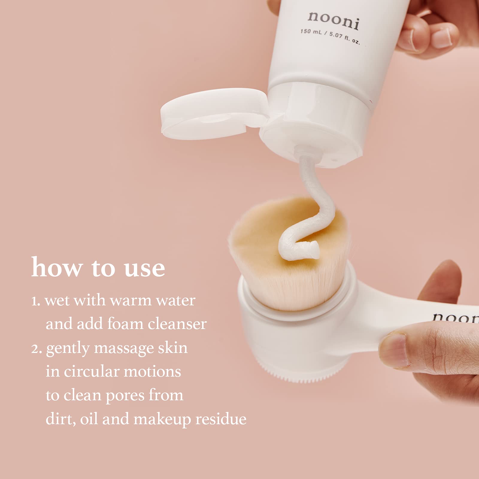NOONI Marshmallow Whip Maker & Pore Cleansing Tool - Dual Brush Facial Massager with Soft Bristles & Silicone | Exfoliator for Deep Cleansing & Skin Care | Perfect for Daily Facial Routine & Spa Treatments