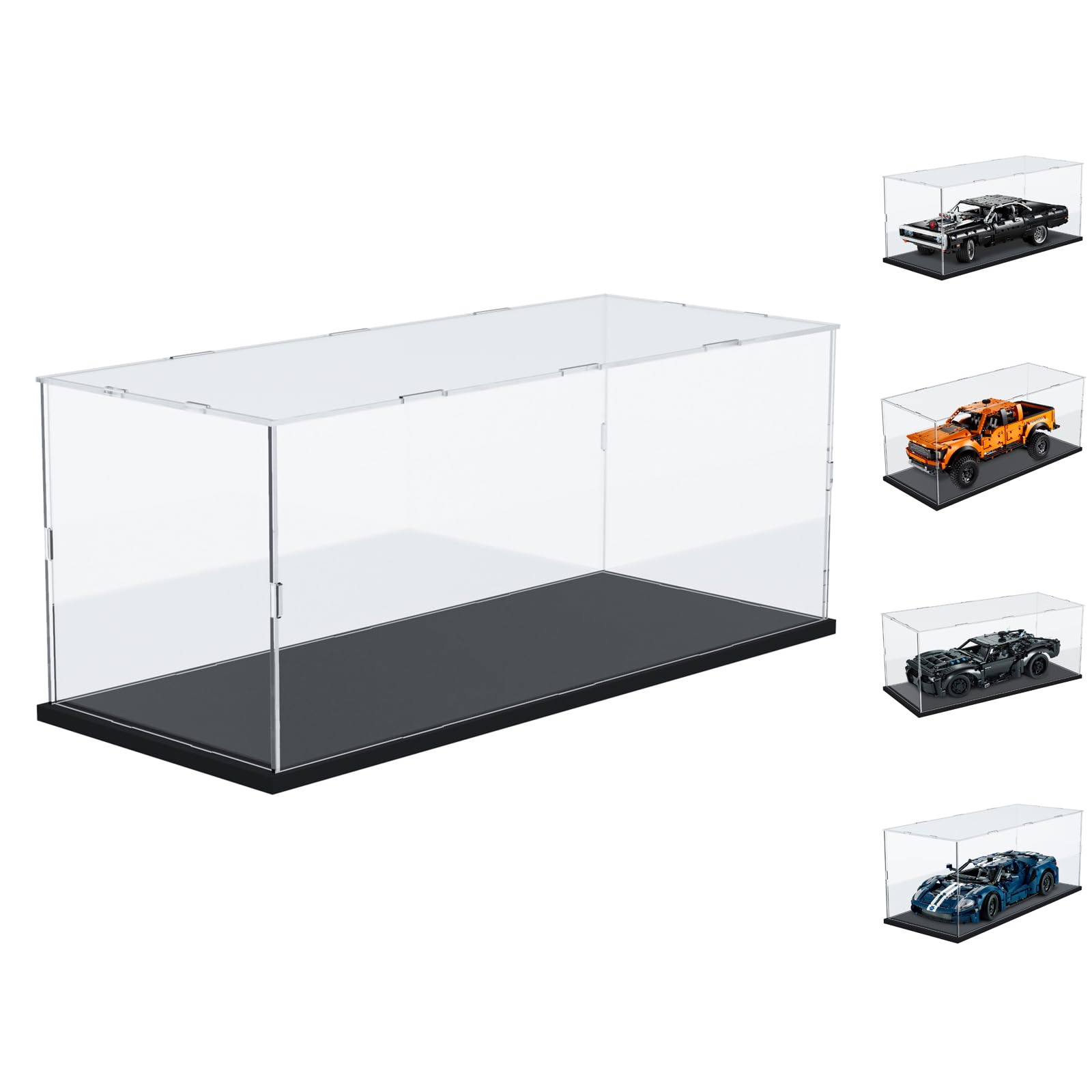 Choowin Clear Acrylic Display Case for Lego Jazz Quartet, Dodge Charger & Batmobile - Thickened Dustproof Showcase for Lego Car Models & Collectibles - Perfect for Home Decoration, Office Display & Toy Protection