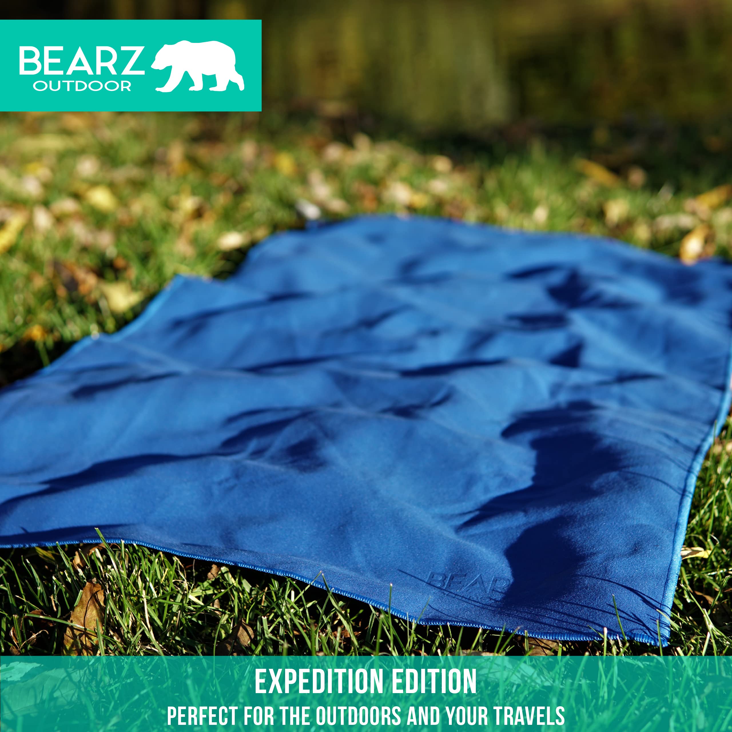 BEARZ Outdoor Microfiber Towel Set - Ultra Absorbent Quick Dry Gym, Yoga, Camping & Travel Towels - Compact Lightweight for Workout, Beach & Sports - Includes Free Face Towel for On-the-Go Use
