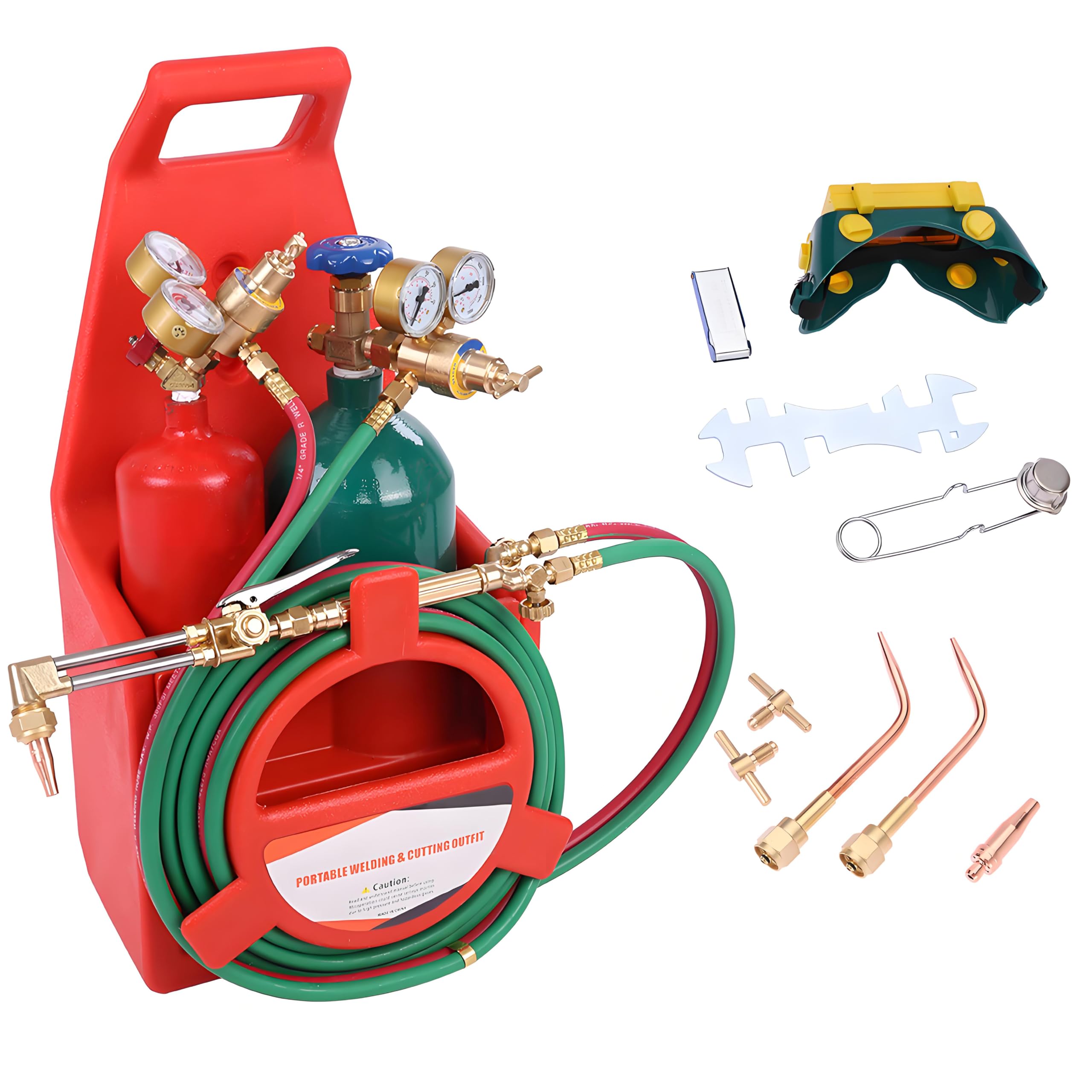 Professional Oxy Acetylene Torch Kit - Portable Welding, Brazing & Cutting Torch Set with Gauges (No Tanks Included) - Perfect for Metal Fabrication, HVAC Repair and DIY Projects