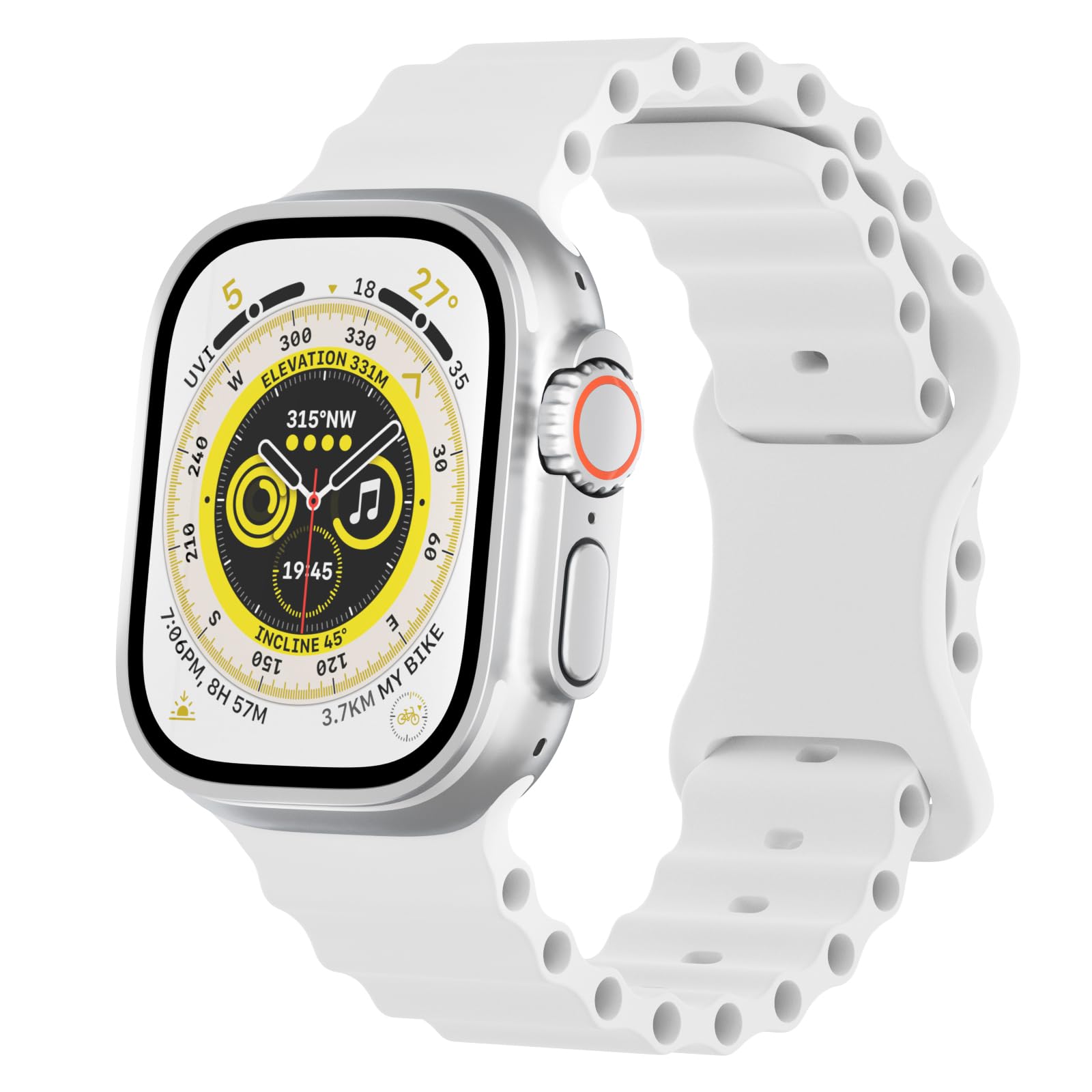 Breathable Silicone Sport Band for Apple Watch Series 9/8/7/SE/6/5/4/3/2/1 & Ultra - Compatible with 38mm/40mm/41mm/42mm/44mm/45mm/49mm - Adjustable Wristband for Women & Men - Perfect for Running, Swimming & Everyday Wear