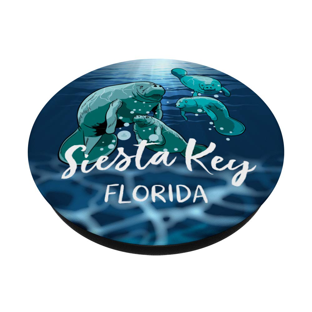 Siesta Key Florida Manatee PopSockets PopGrip - Swappable Phone & Tablet Stand with Grip - Cute Manatee Design Gift for Men, Women & Kids - Perfect for Travel, Work & Everyday Use
