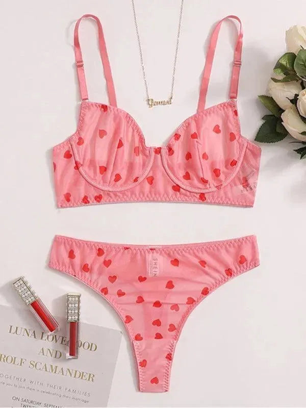 Sexy Lace Mesh Underwear Set for Women - Romantic Lingerie for Valentine's Day & Special Occasions