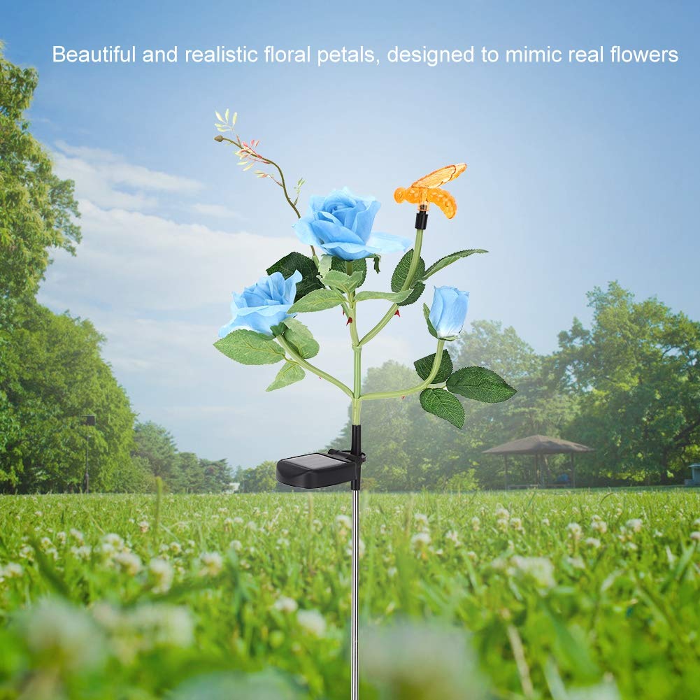 Solar Powered LED Rose Light - Outdoor Garden Decoration with Realistic Flower Design, Waterproof & Weatherproof for Lawn, Yard, and Landscape (Perfect for Romantic Nights, Patio Ambiance, and Pathway Lighting)