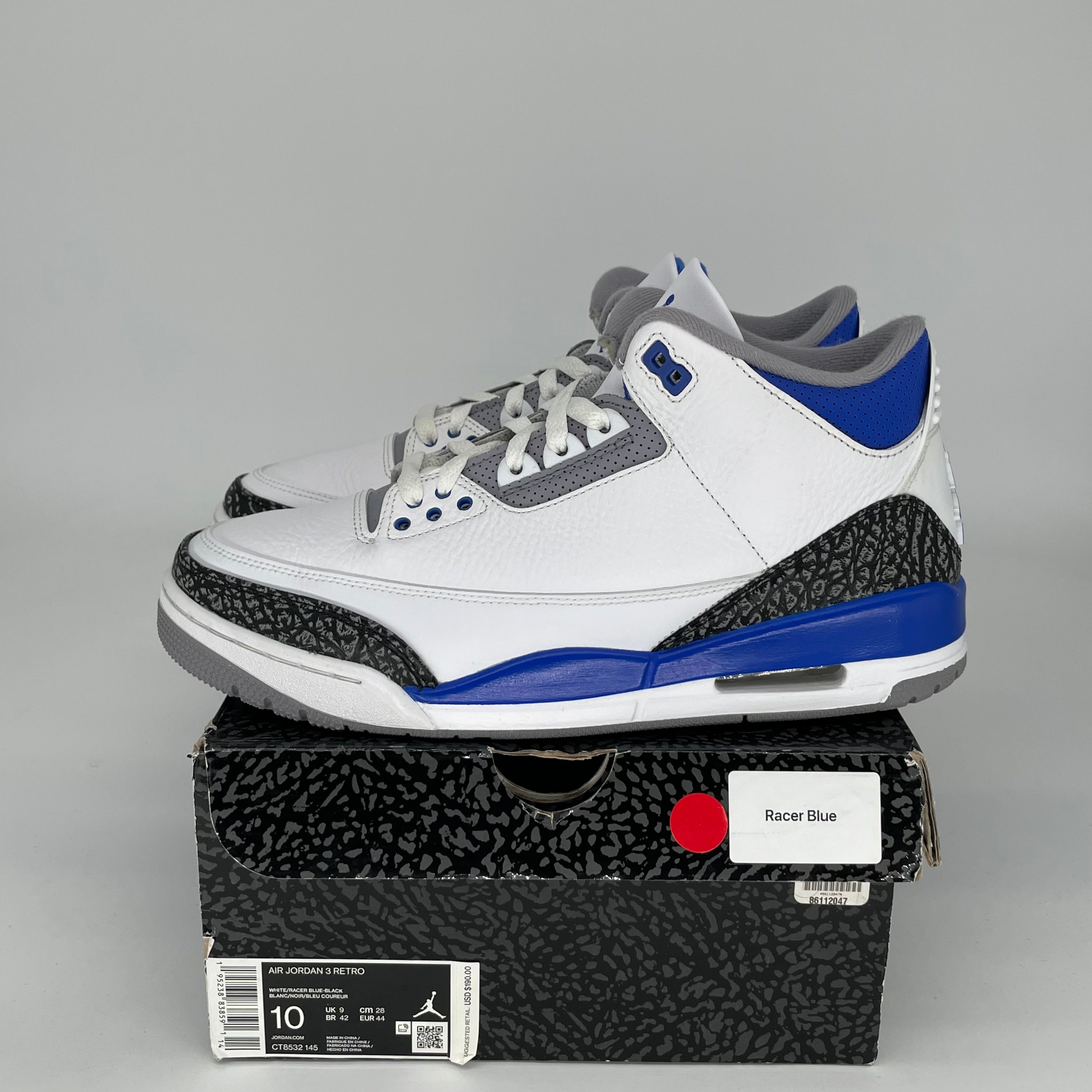 AIR JORDAN 3 RACER BLUE Men's Basketball Shoes Size 10 - Retro Style Sneakers for Running & Streetwear (CT8532-145) | Perfect for Sports, Gym Workouts and Casual Fashion