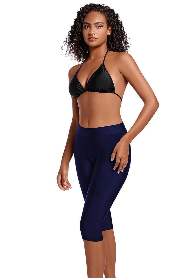 Akaeys Women's Quick-Dry Swim Shorts Leggings - UPF 50+ Sun Protection Rash Guard Pants for Swimming, Surfing & Beach Sports - Comfortable Athletic Swim Tights & Tankini Bottom for Pool, Yoga & Water Aerobics