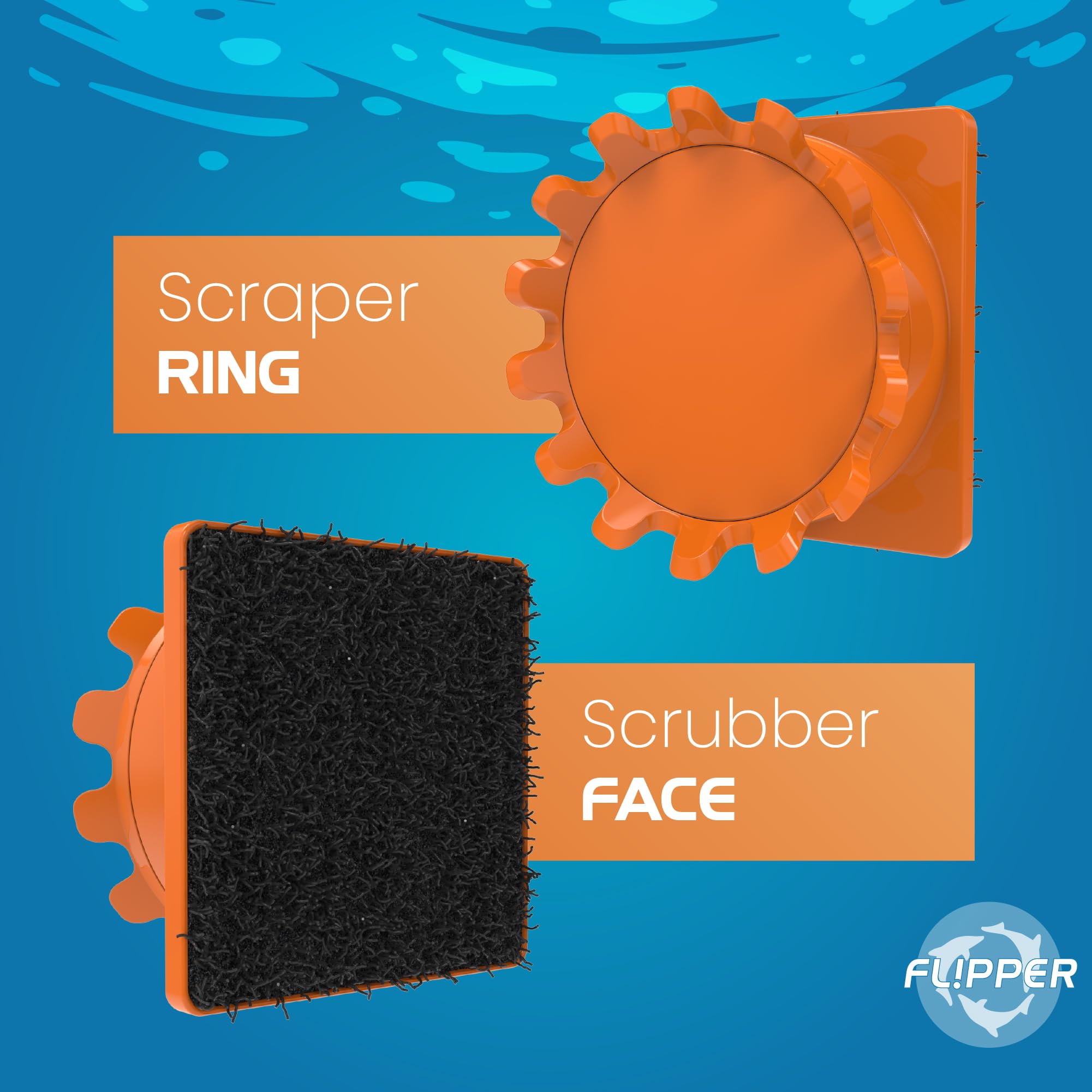 FL!PPER Pico 2-in-1 Magnetic Aquarium Glass Cleaner & Algae Scraper - Orange Fish Tank Cleaning Tool for Freshwater & Saltwater Aquariums - Perfect for Home, Office, and Pet Store Use