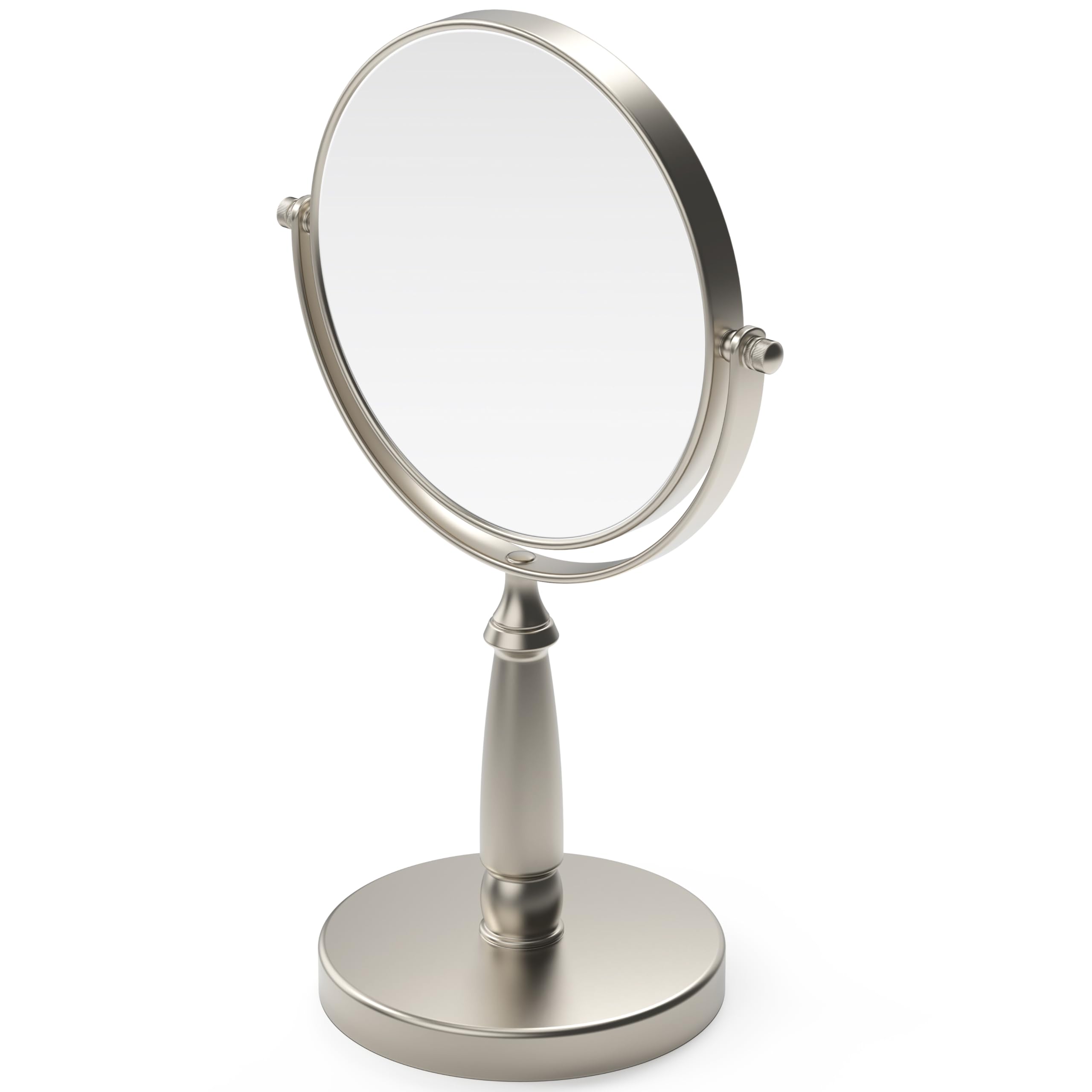 Deco Brothers 5.65-Inch Double Sided Vanity Mirror with Stand - 8X Magnification, Nickel Finish - Perfect for Makeup, Skincare & Grooming at Home or Salon