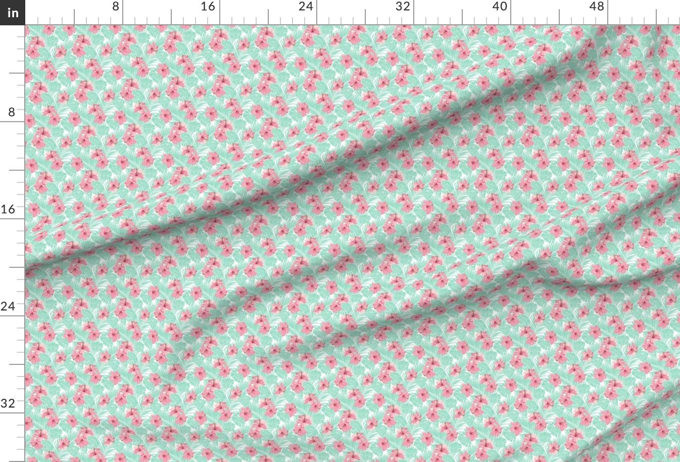 Hibiscus Tropical Floral Printed Minky Fabric - Teal Hawaii Summer Beach Design Fat Quarter for Sewing Baby Blankets, Quilt Backing & Plush Projects - Soft & Cozy Fabric for DIY Crafts, Nursery Decor & Home Accessories