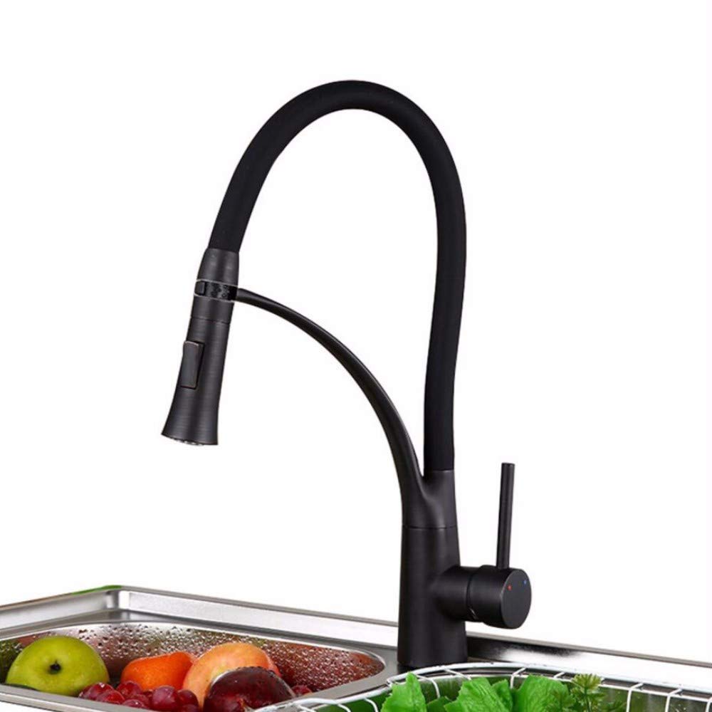 JHLXYXMY Nero Rame Cold and Hot Water Pot Spring Pull Faucet - Durable Brass Kitchen Sink Tap for Home, Restaurant & Bar Use