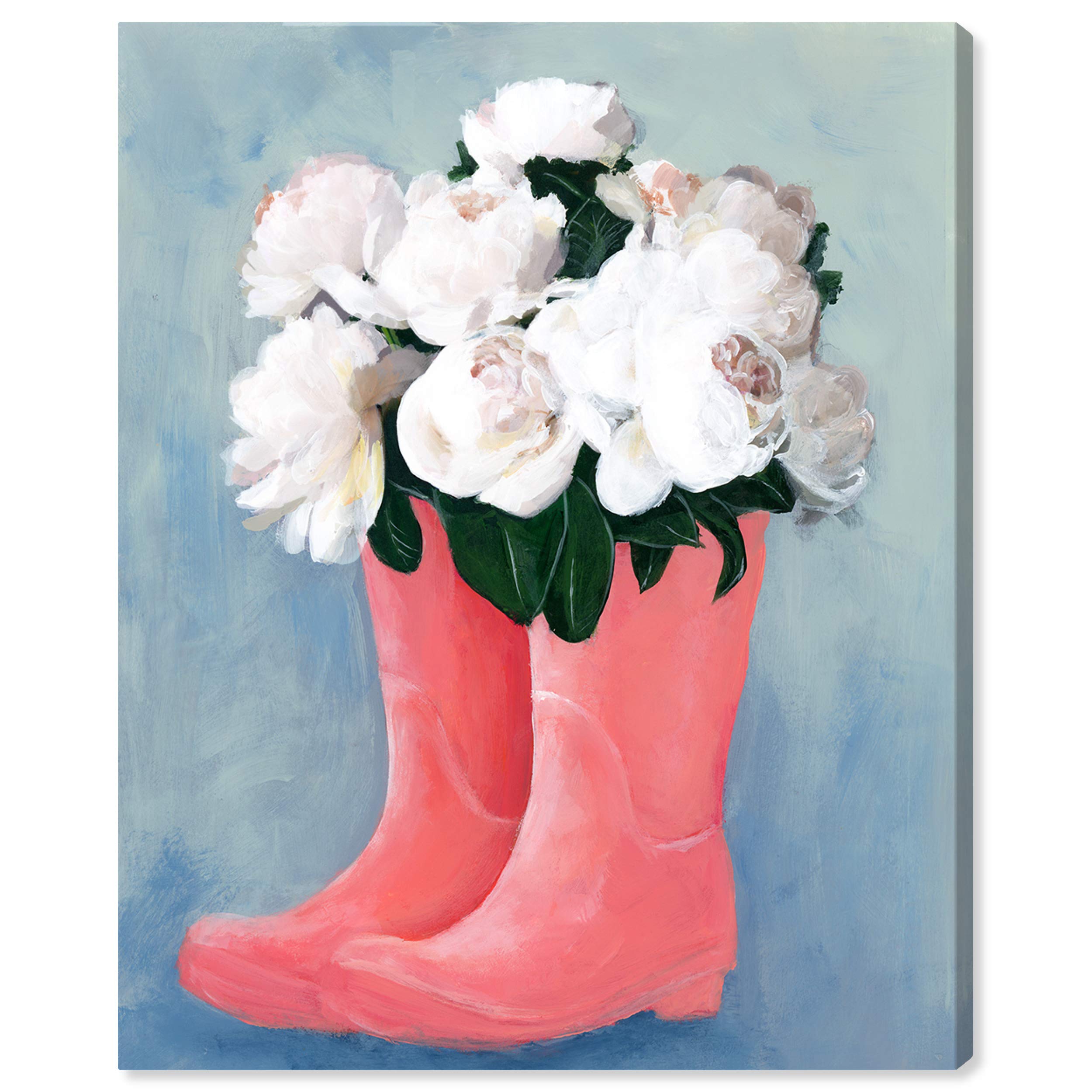 Oliver Gal Artist Co. Floral Wall Art Canvas Print 'Peonies and Rainboots' - 36