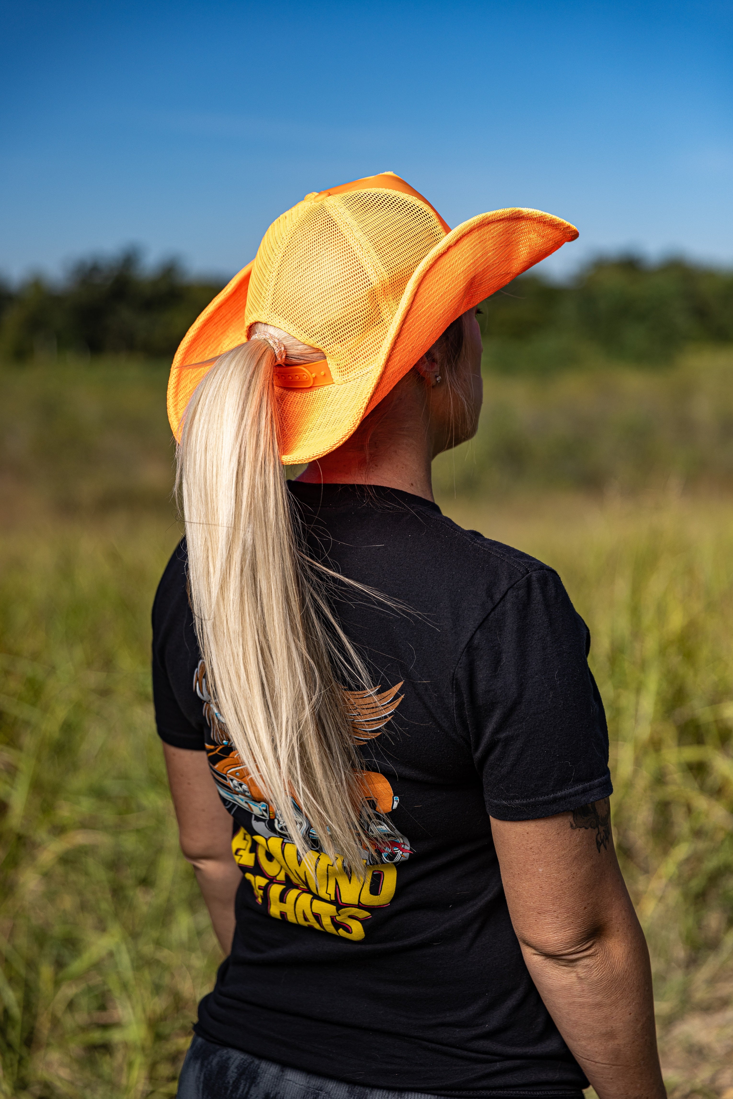 Blaze Orange Cowboy Snapback Hat - 5 Panel Adjustable Blank Baseball Cap for Men & Women - Perfect for Western Rodeo, Country Music Festivals & Outdoor Adventures