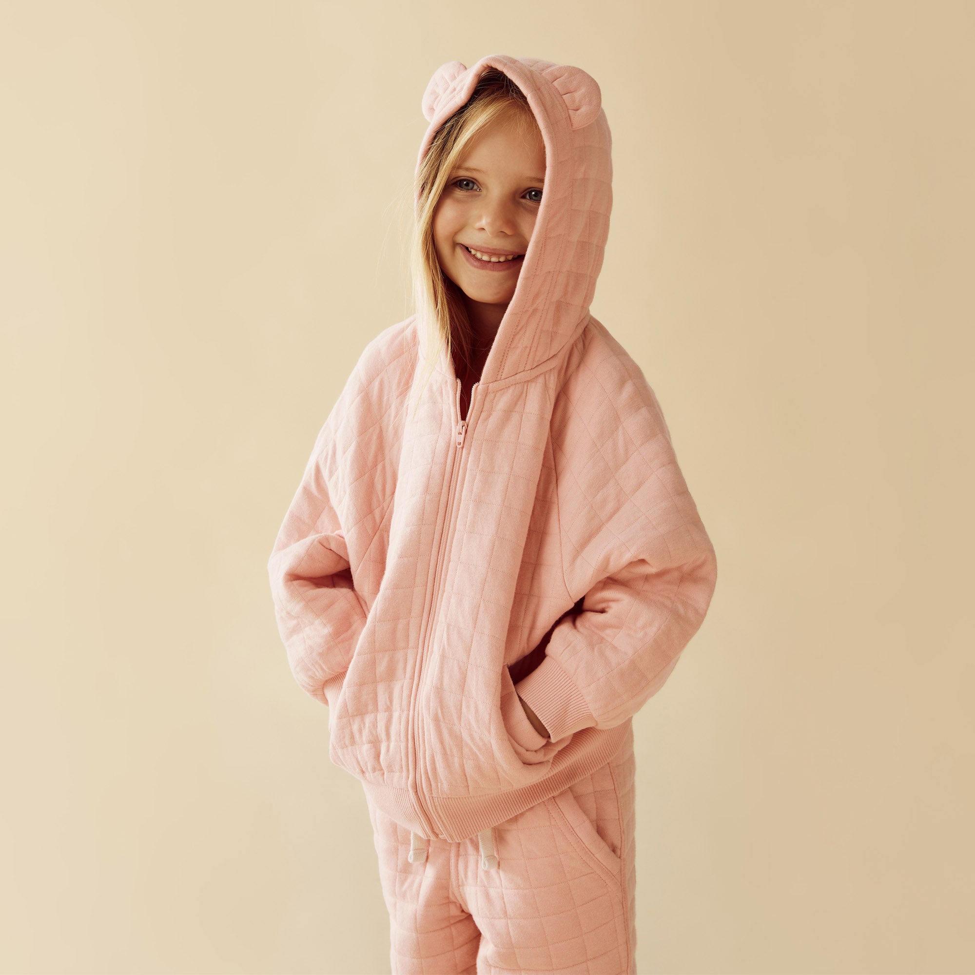 Stylish Pink Organic Quilted Jacket for Women - Eco-Friendly Fashion Outerwear - Perfect for Spring, Fall & Casual Outings