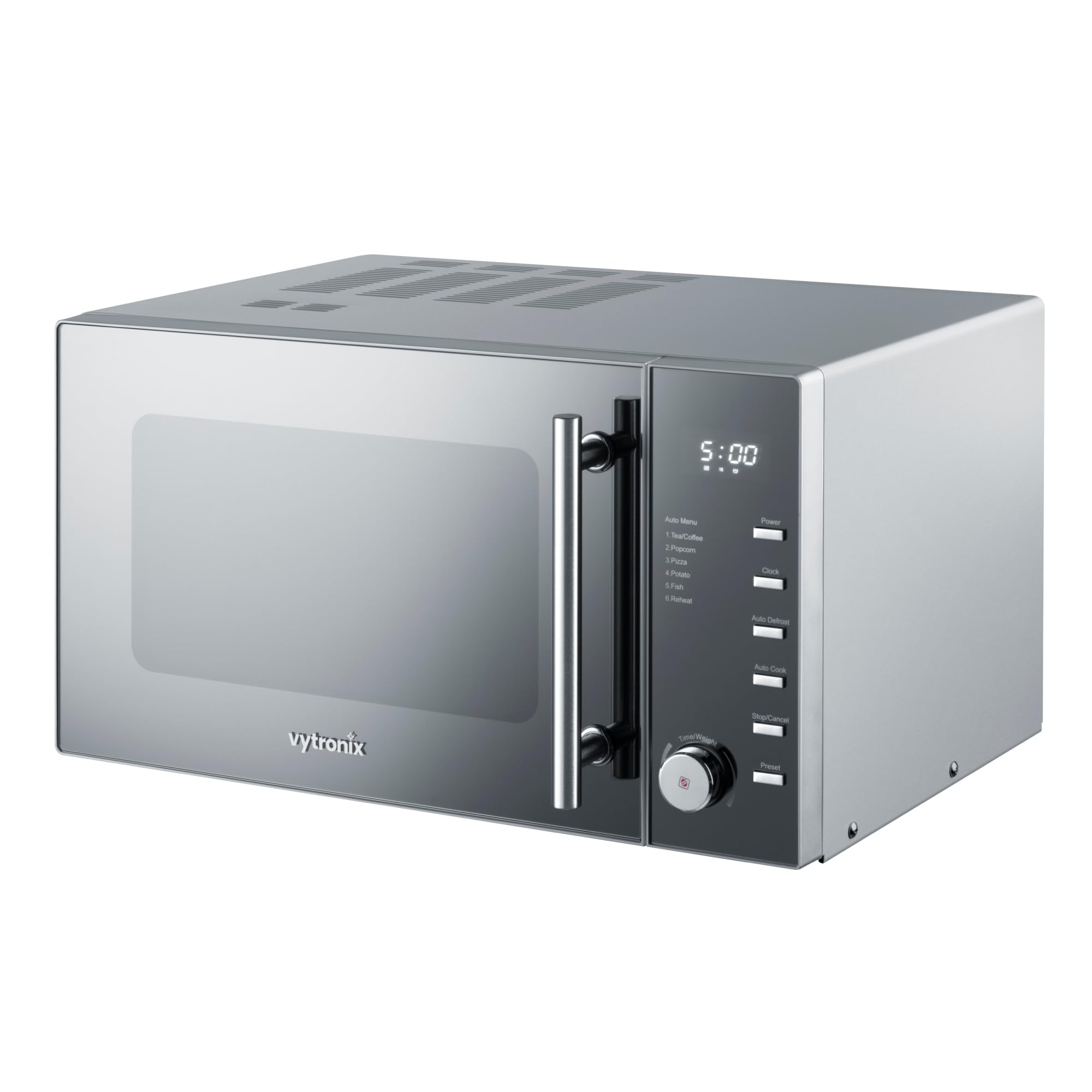 VYTRONIX VY-C900M 900W Digital Microwave Oven - 25L Capacity, 5 Power Levels, Clock & Timer, Mirrored Front - Perfect for Small Kitchens, Dorms & Office Break Rooms