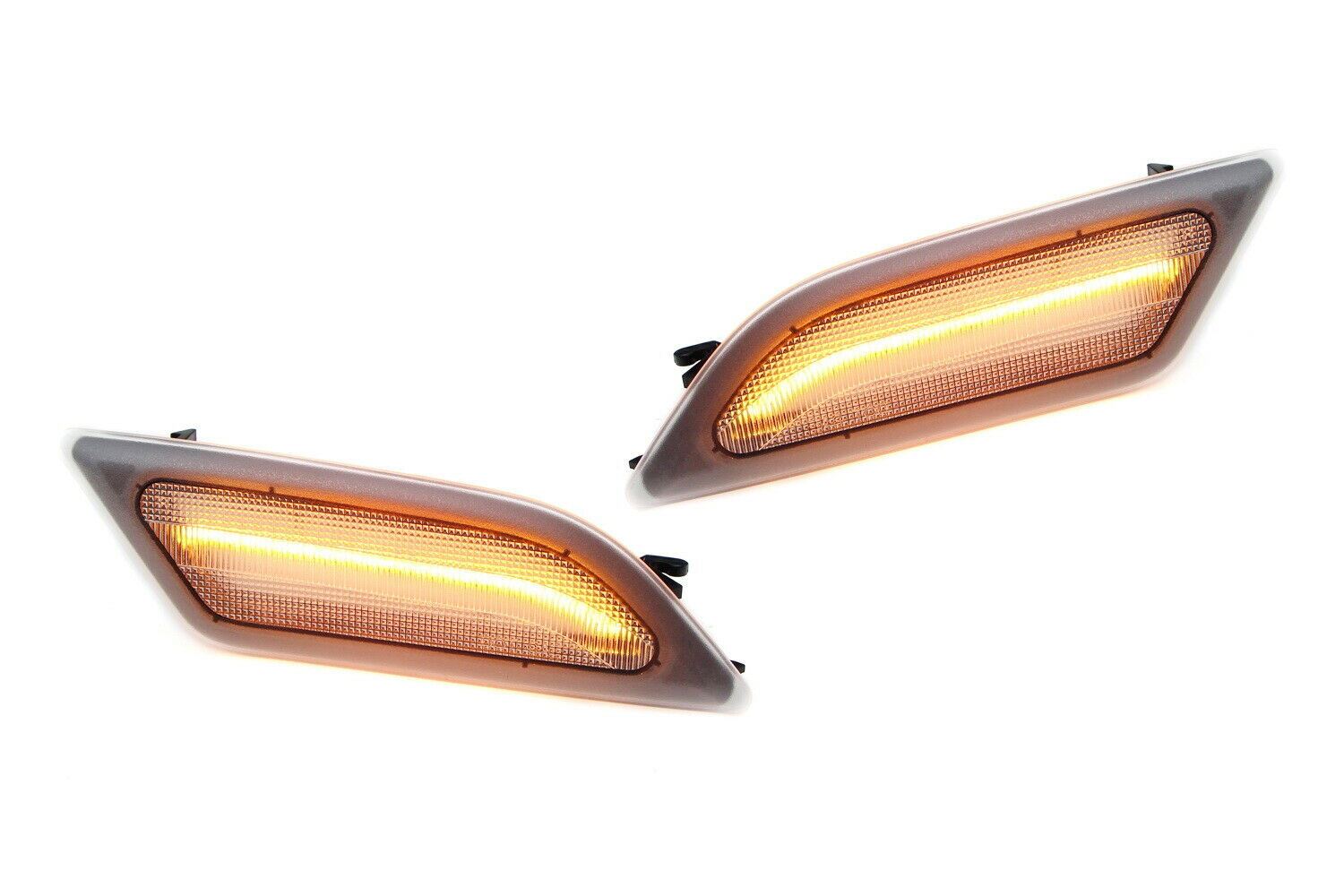 Euro Clear Lens Amber LED Side Marker Lights for 2012-2014 Mercedes W204 LCI C-Class - High Visibility Safety Lights for Night Driving & Custom Car Styling