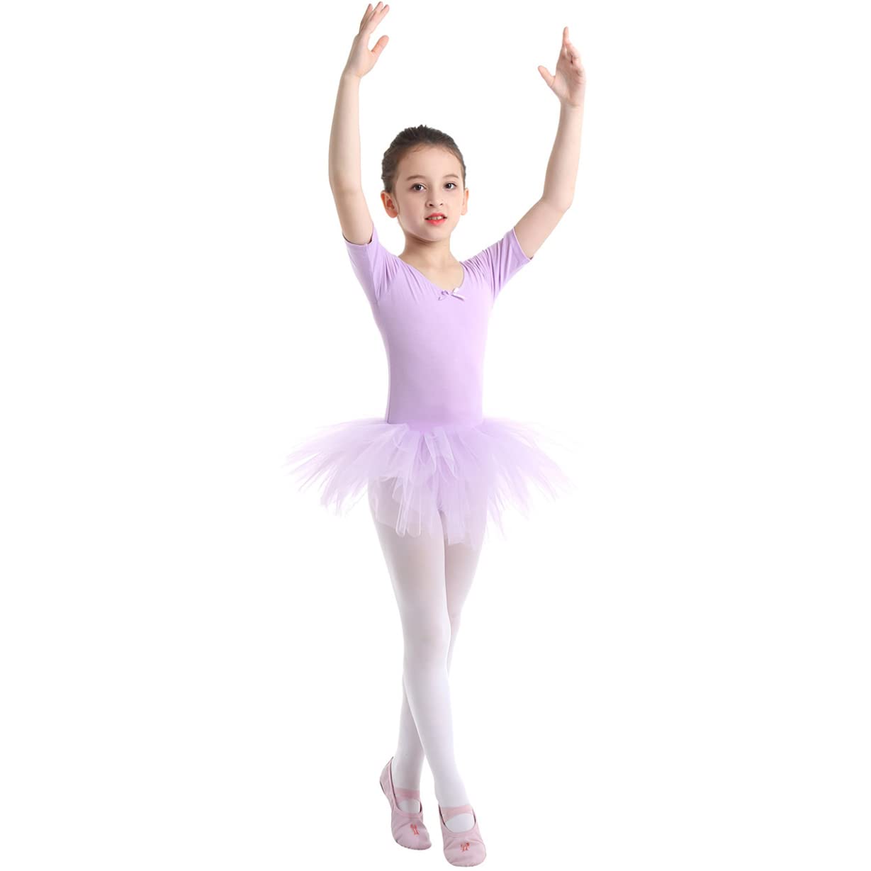 Freebily Girls Ballet Dance Dress with Ruffle Sleeves & Tutu Skirt - Gymnastic Leotard for Ballet, Dance Costume & Performance Wear - Perfect for Recitals, Competitions & Dance Classes