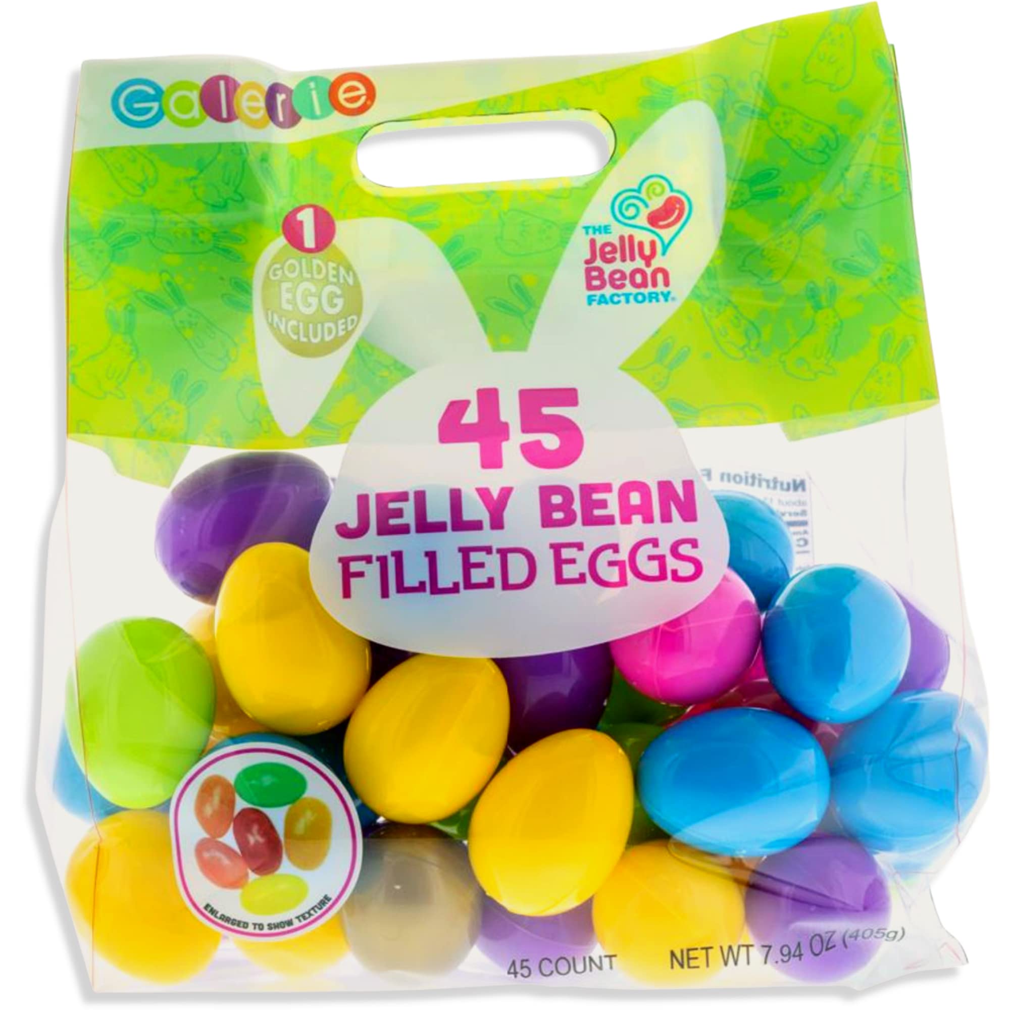 Bulk Plastic Easter Eggs Filled with Jelly Beans & Stickers - 45-Piece Assorted Candy Eggs for Easter Basket Stuffers, Party Favors, Egg Hunts, and Classroom Rewards