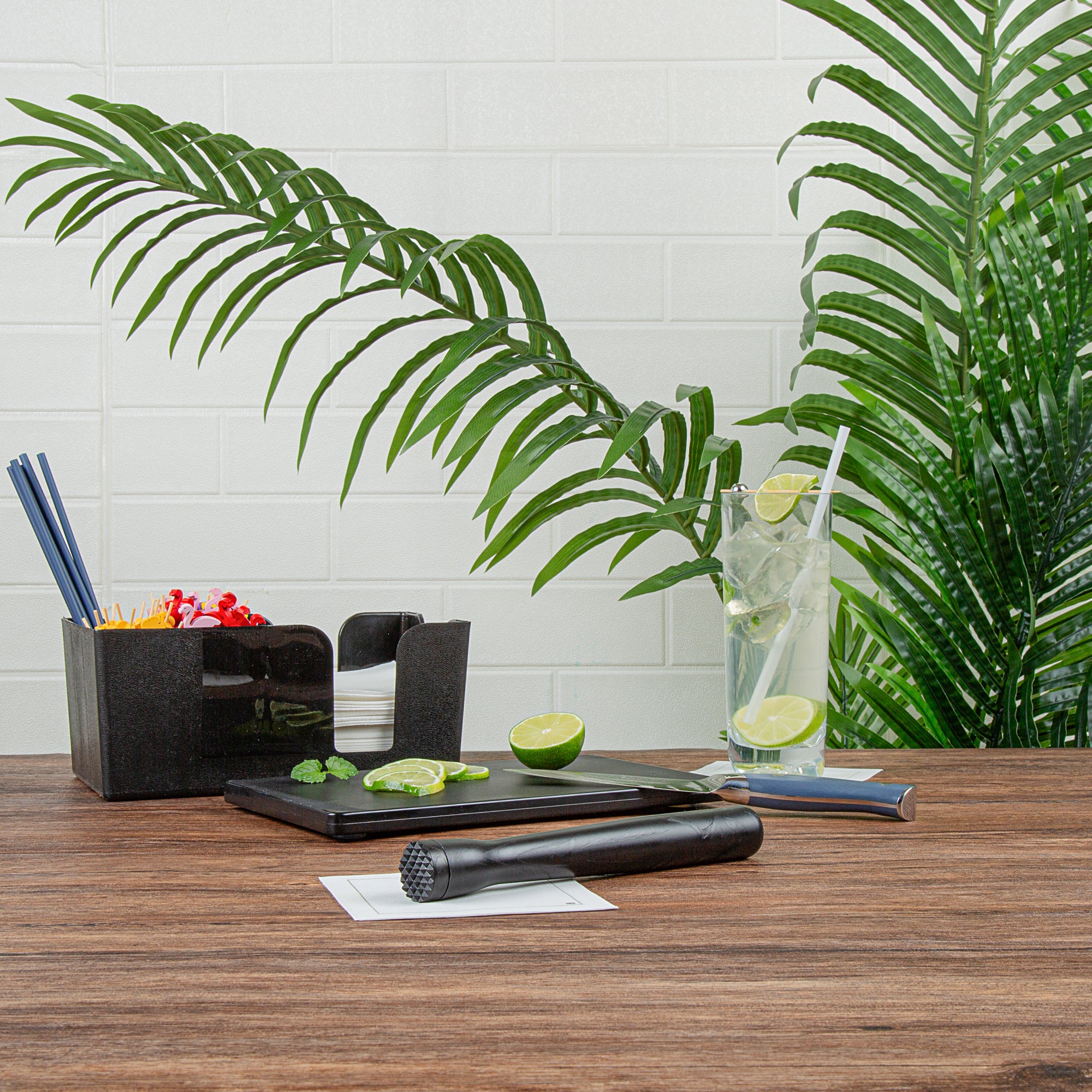 Bar Lux Black Plastic Cocktail Muddler & Tenderizer - 8.25