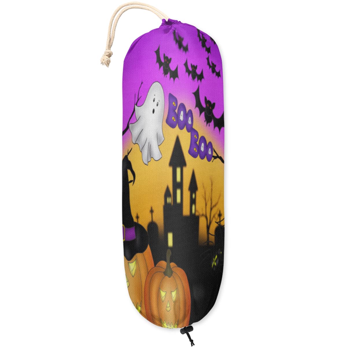 Halloween Scary Night Wall Mount Plastic Bag Holder - Reusable Grocery Bag Dispenser & Garbage Bag Organizer for Kitchen, Home Decor - Perfect Gift for Women, Mom, Family & Friends - Ideal for Kitchen Organization, Pantry Storage & Eco-Friendly Home Use