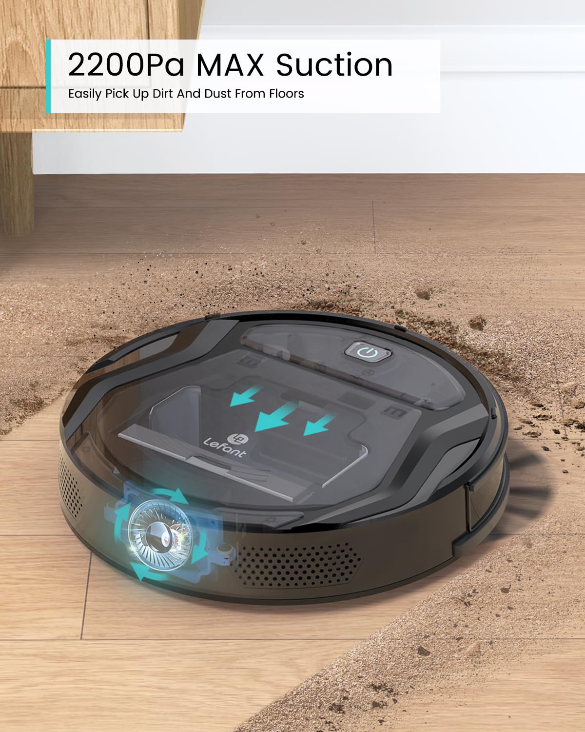 Lefant M210B 2-in-1 Robot Vacuum and Mop with WiFi/Alexa App Control, 2000Pa Strong Suction, Self-Charging, Tangle-Free, Slim Design for Hard Floors, Pet Hair & Carpets - Perfect for Smart Homes & Pet Owners