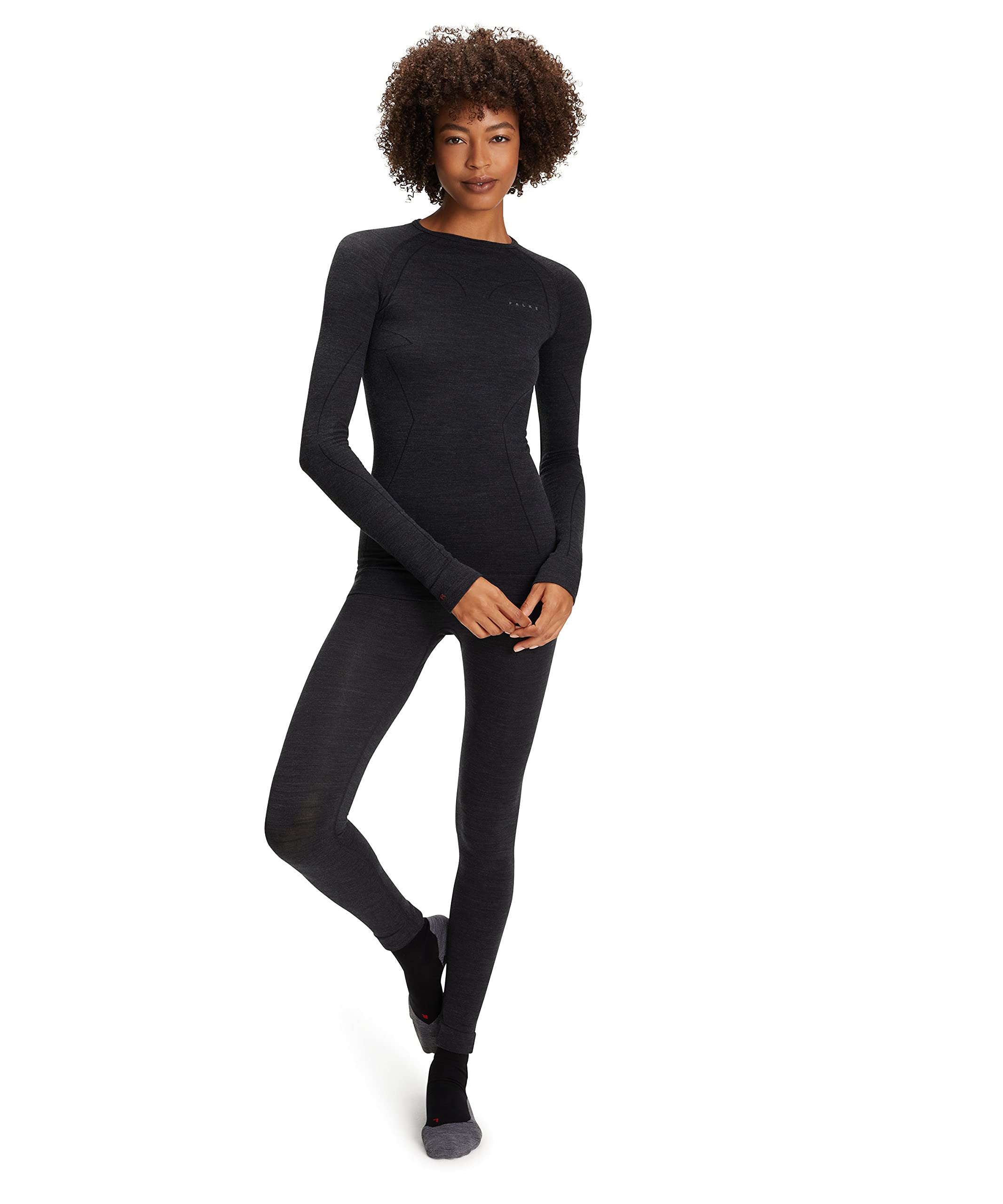 FALKE Women's Thermal Wool Tech Long Tights - Breathable Quick-Dry Base Layer for Winter Sports & Outdoor Activities (Black, Size S) - Perfect for Skiing, Hiking & Cold Weather Workouts