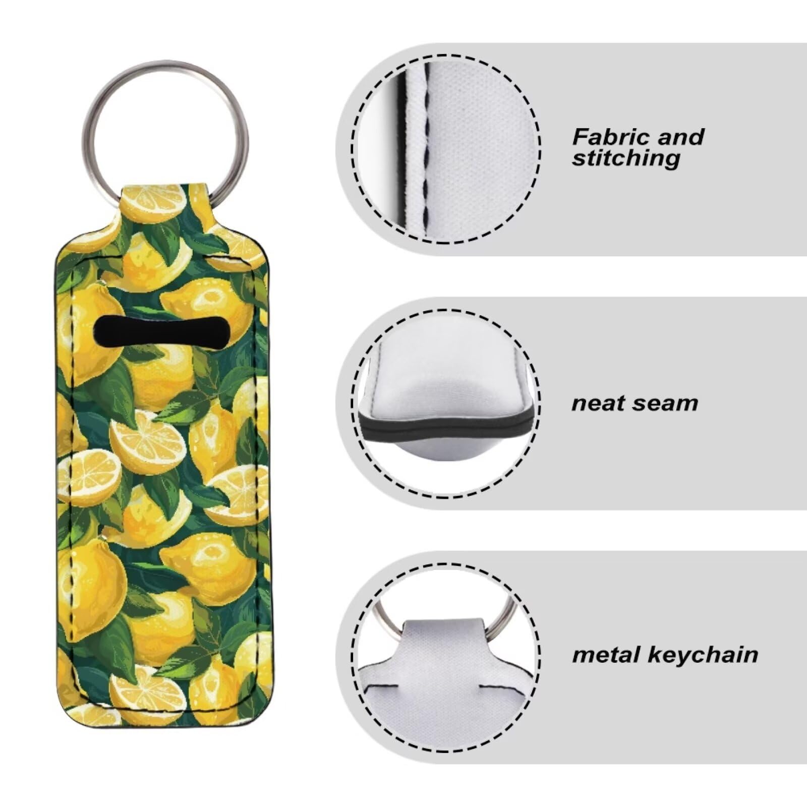 Lemon Lip Balm Holder Keychain for Women - Stylish Chapstick Keychain Holder for Lipstick, Lip Balm & Cosmetics - Perfect for Purse, Backpack & Keyring Organization