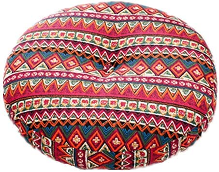 CHEOALFA 18-inch Round Washable Floor Pillow with Insert - Boho Red Cushion for Tatami, Balcony, Outdoor, Office Chair, Pet Bed & Reading Nook - Perfect for Meditation, Lounging and Home Decor