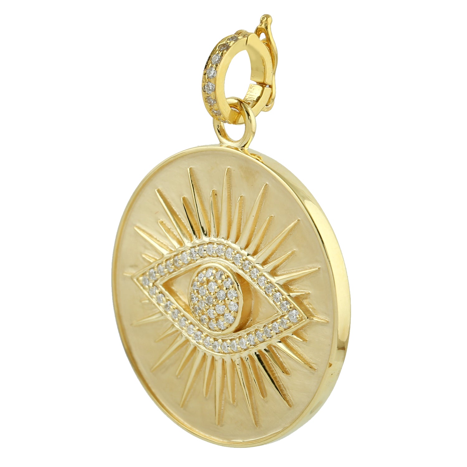14K Yellow Gold Pave Natural Diamond Evil Eye Pendant Necklace - Protection Charm Jewelry for Women, Gift for Her, Birthday & Anniversary Present