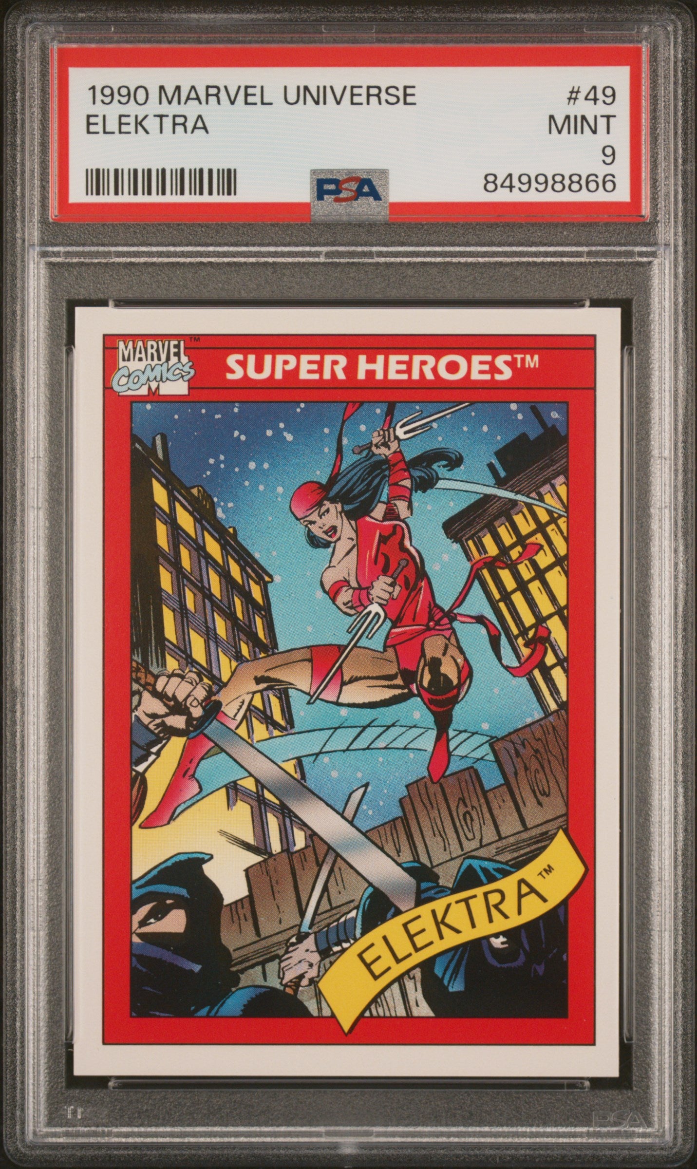 1990 Marvel Universe Elektra #49 PSA 9 NM-MT 9.0 - Rare Comic Book for Collectors & Investors - Perfect for Display, Gifts & Comic Conventions