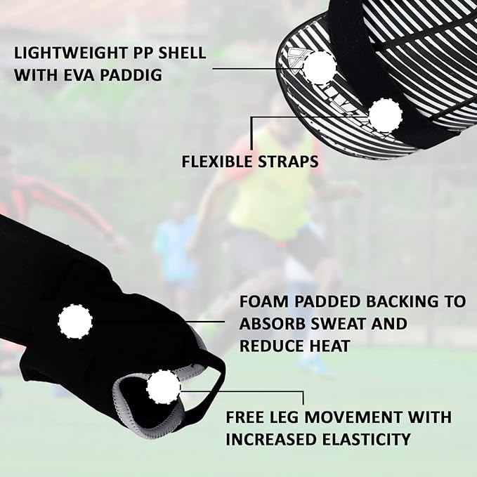 Vizari Matera Soccer Shin Guards - Lightweight & Durable Football Shin Pads with Ankle Protection for Youth & Adults - Adjustable Straps, Breathable Comfort for Maximum Impact Protection - Perfect for Training, Matches & League Play