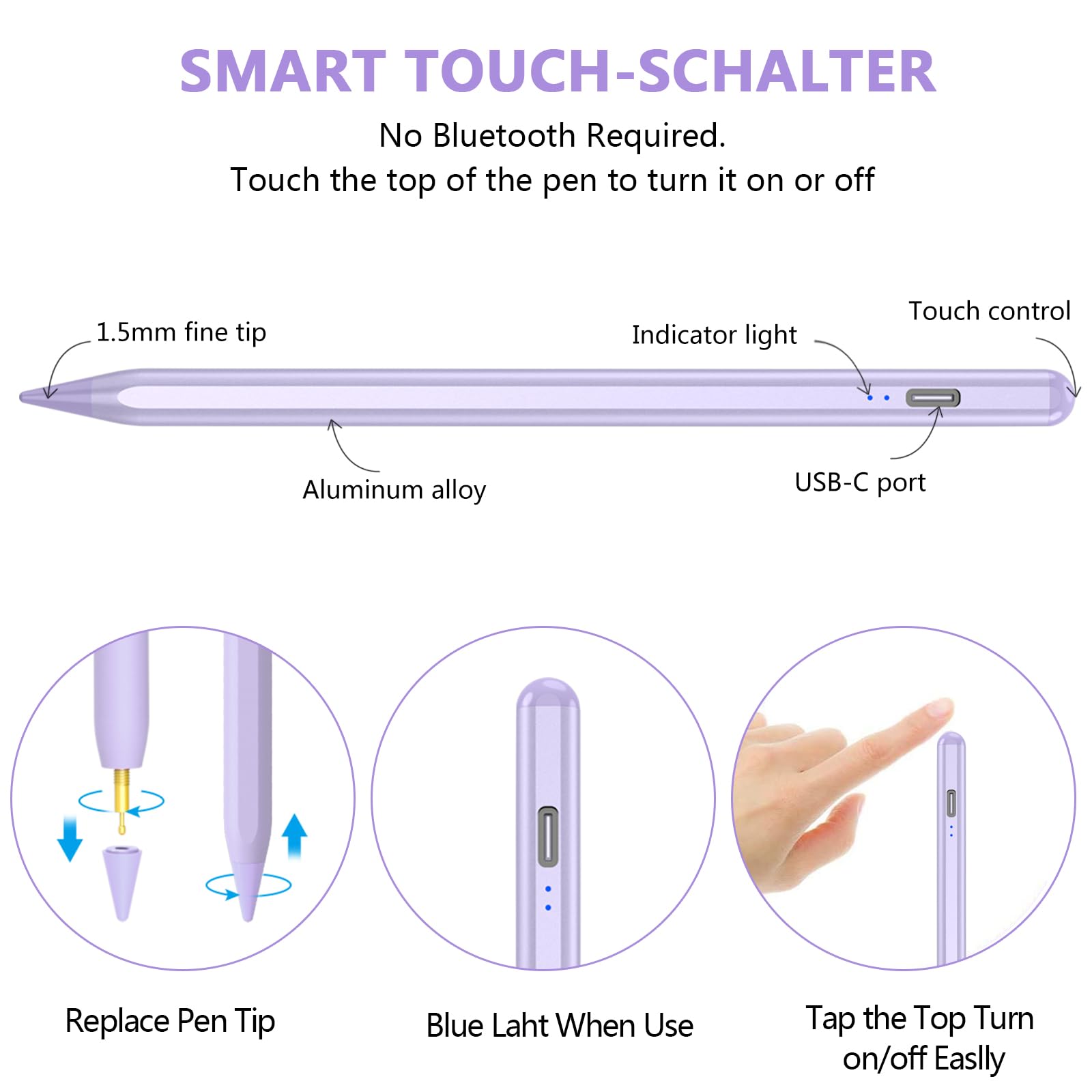 KBCASE Stylus Pen for Apple iPad (2018-2024) - 2nd Gen Pencil with Fast Charging & Palm Rejection | Compatible with iPad 10/9/8/7/6, iPad Pro 11