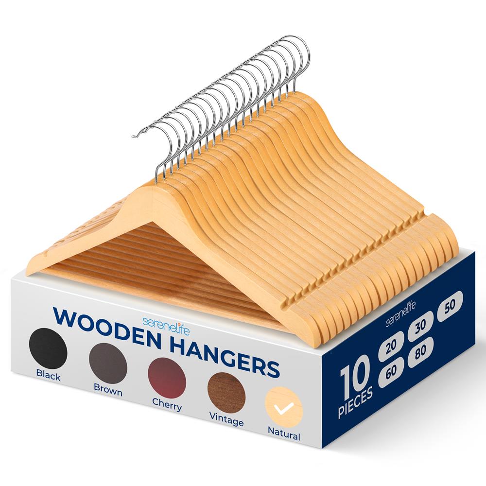 Premium Non-Slip Wooden Clothes Hangers - Space Saving Closet Organizers for Dresses, Coats & Delicate Garments - Perfect for Home, Boutique & Retail Store Display